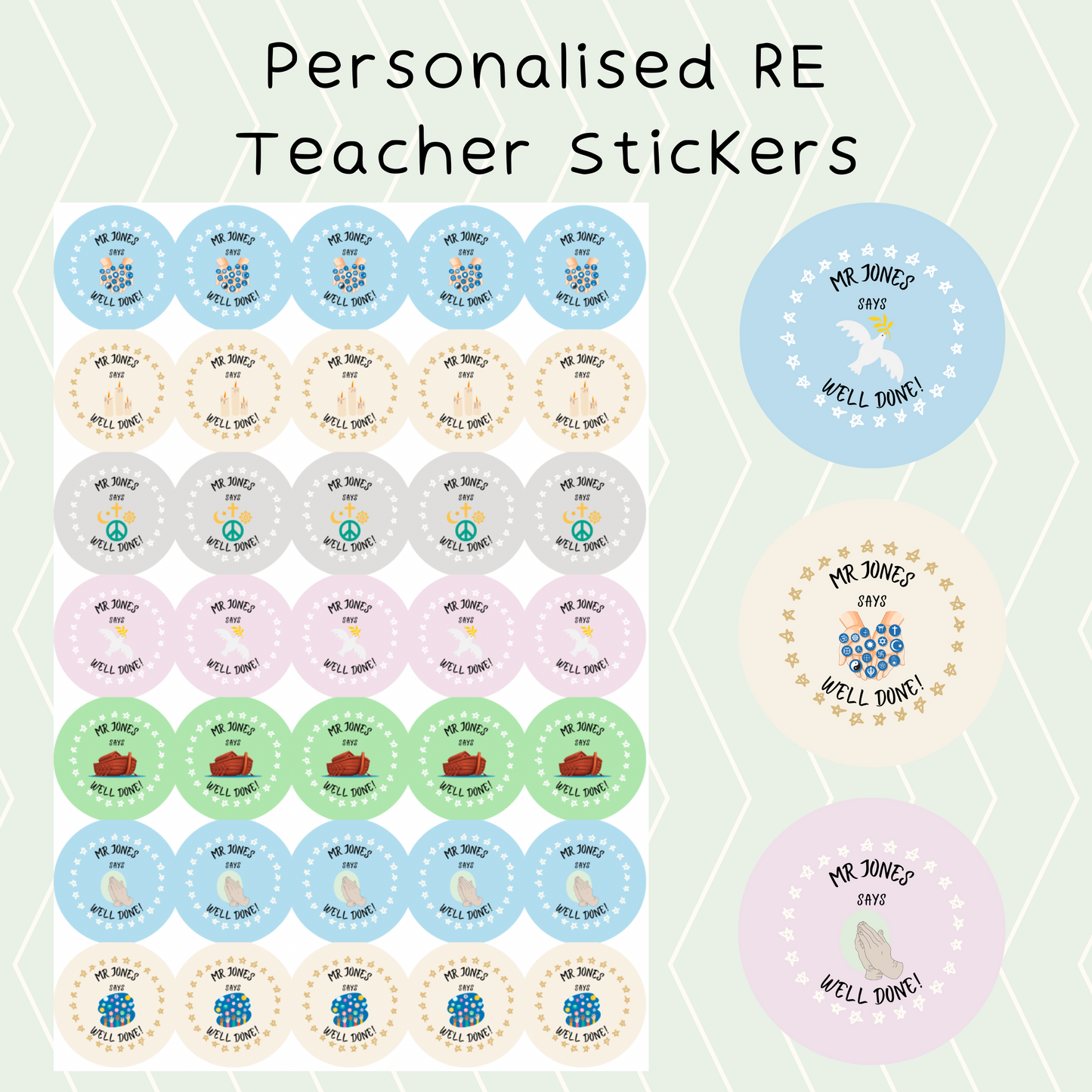 Personalised RE Teacher Stickers