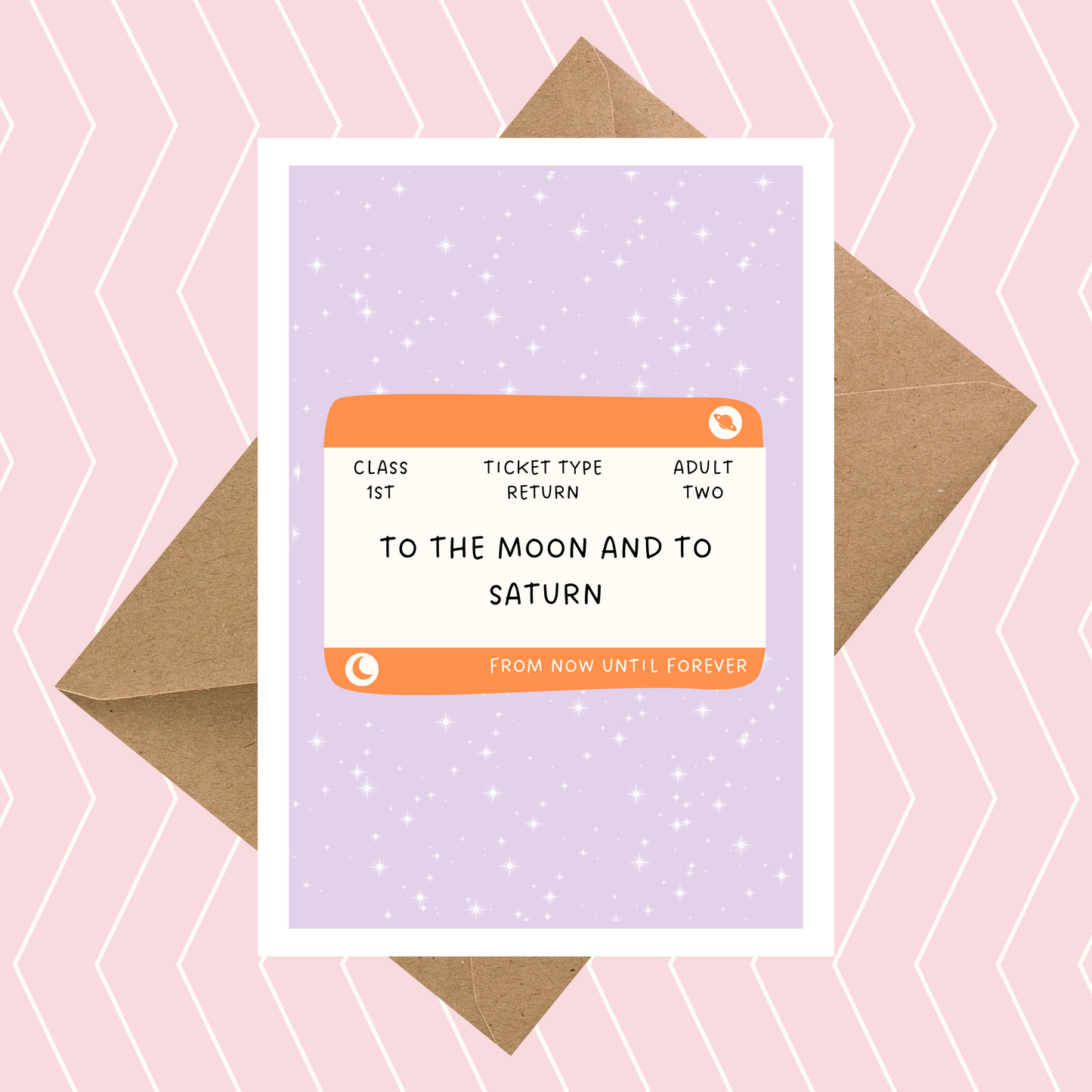 Taylor Swift Inspired Train Ticket to the Moon & Saturn Card