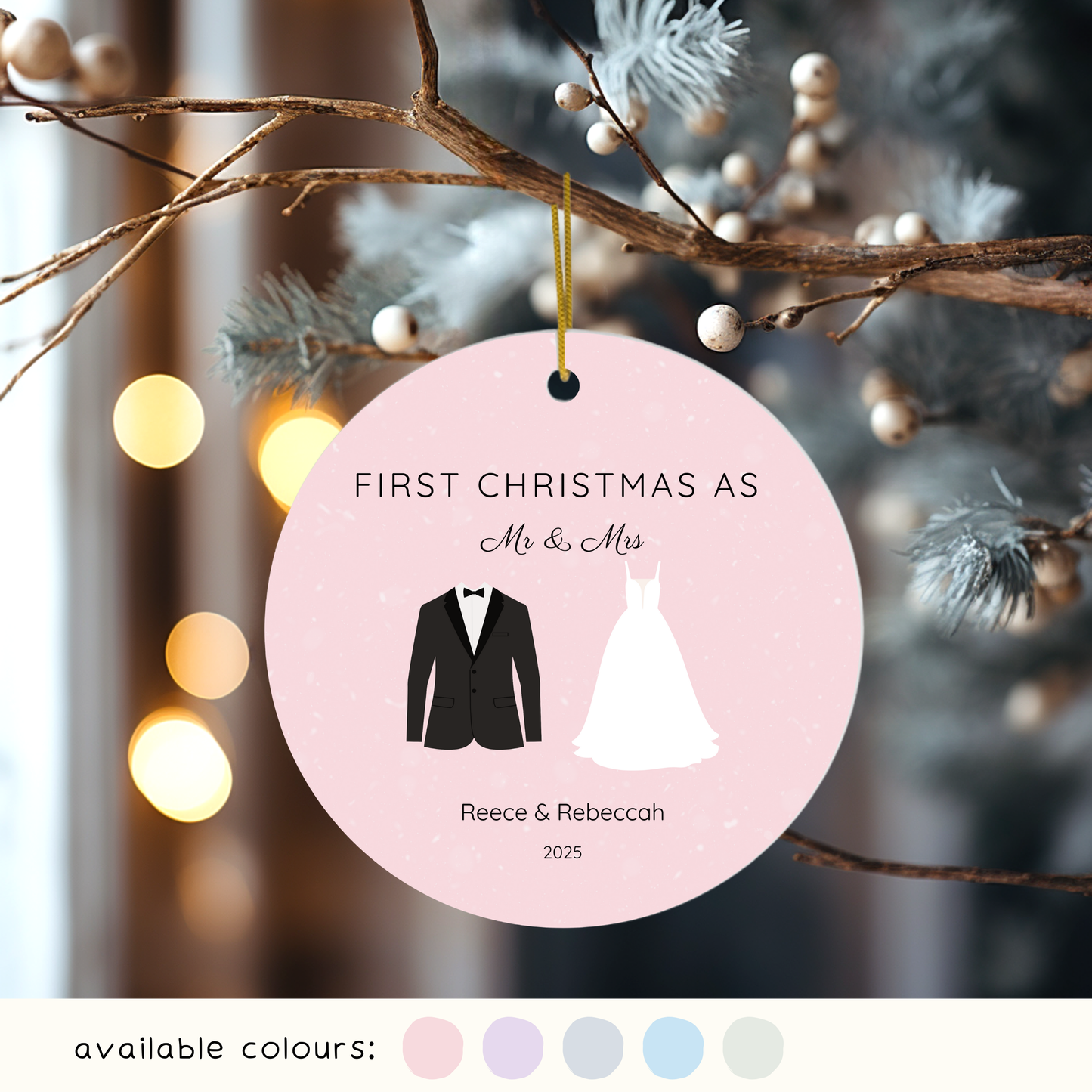 Personalised First Christmas as Mr & Mrs Christmas Decoration