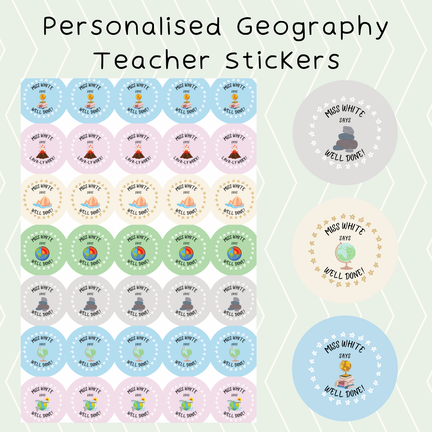 Personalised Geography Teacher Stickers