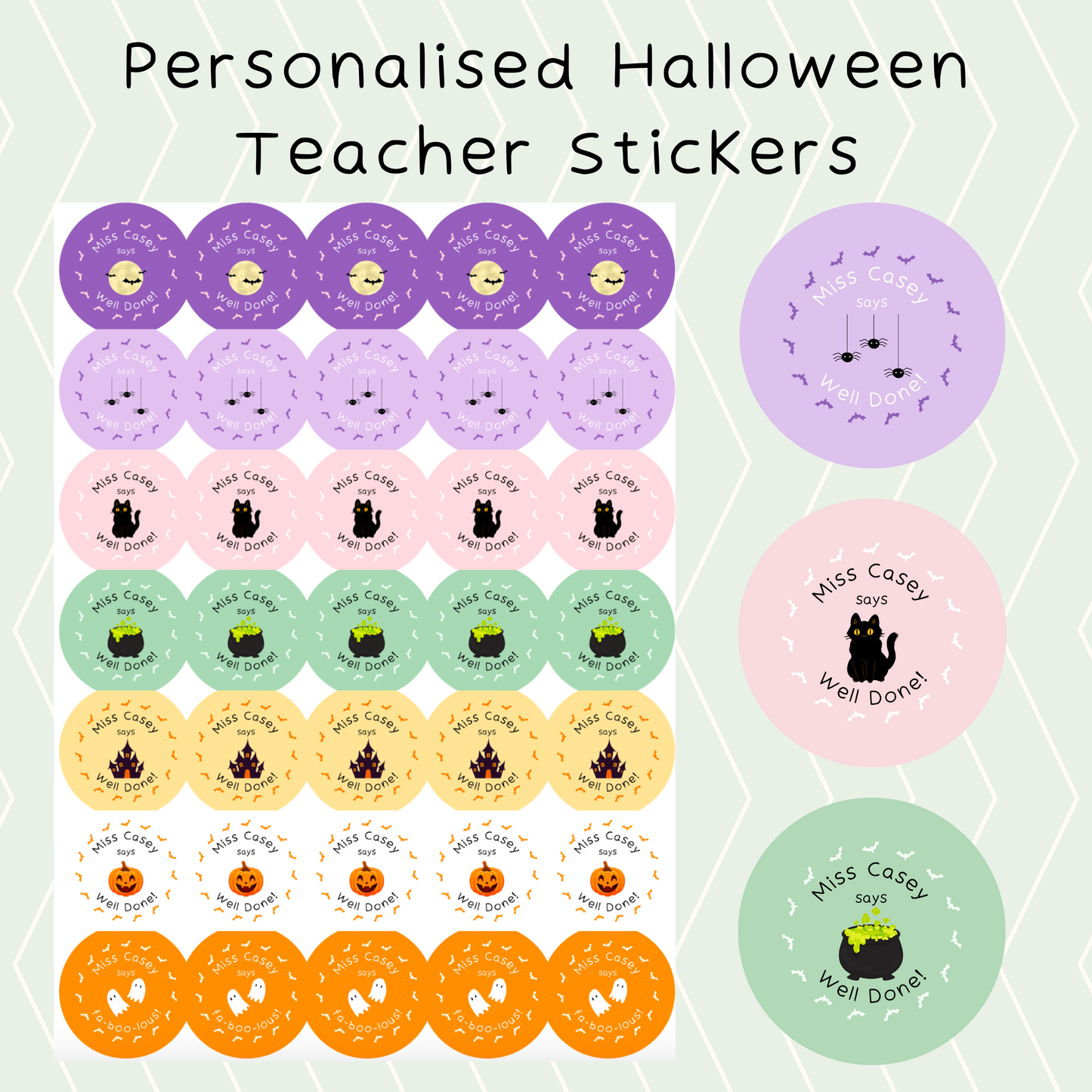 Personalised Halloween Teacher Stickers
