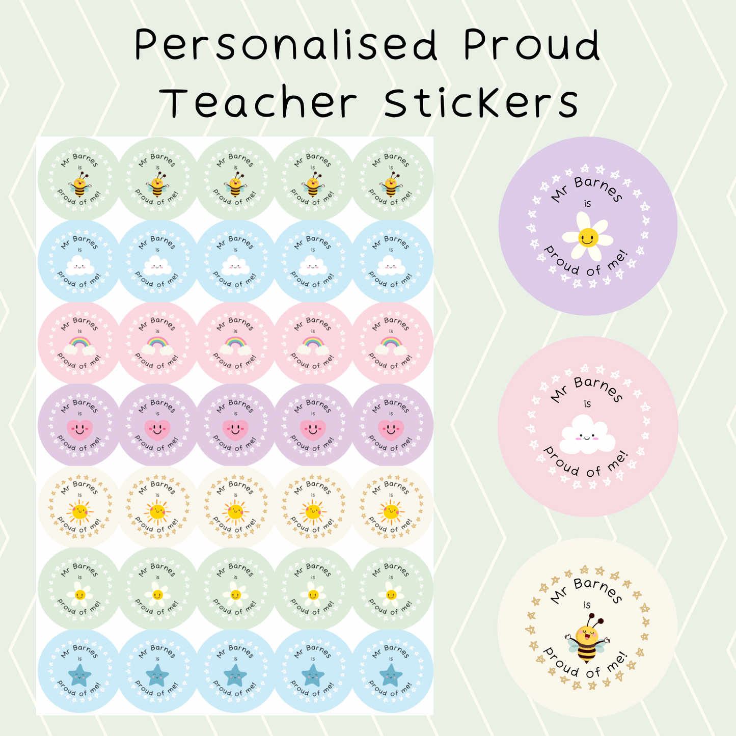 Personalised Proud Teacher Stickers