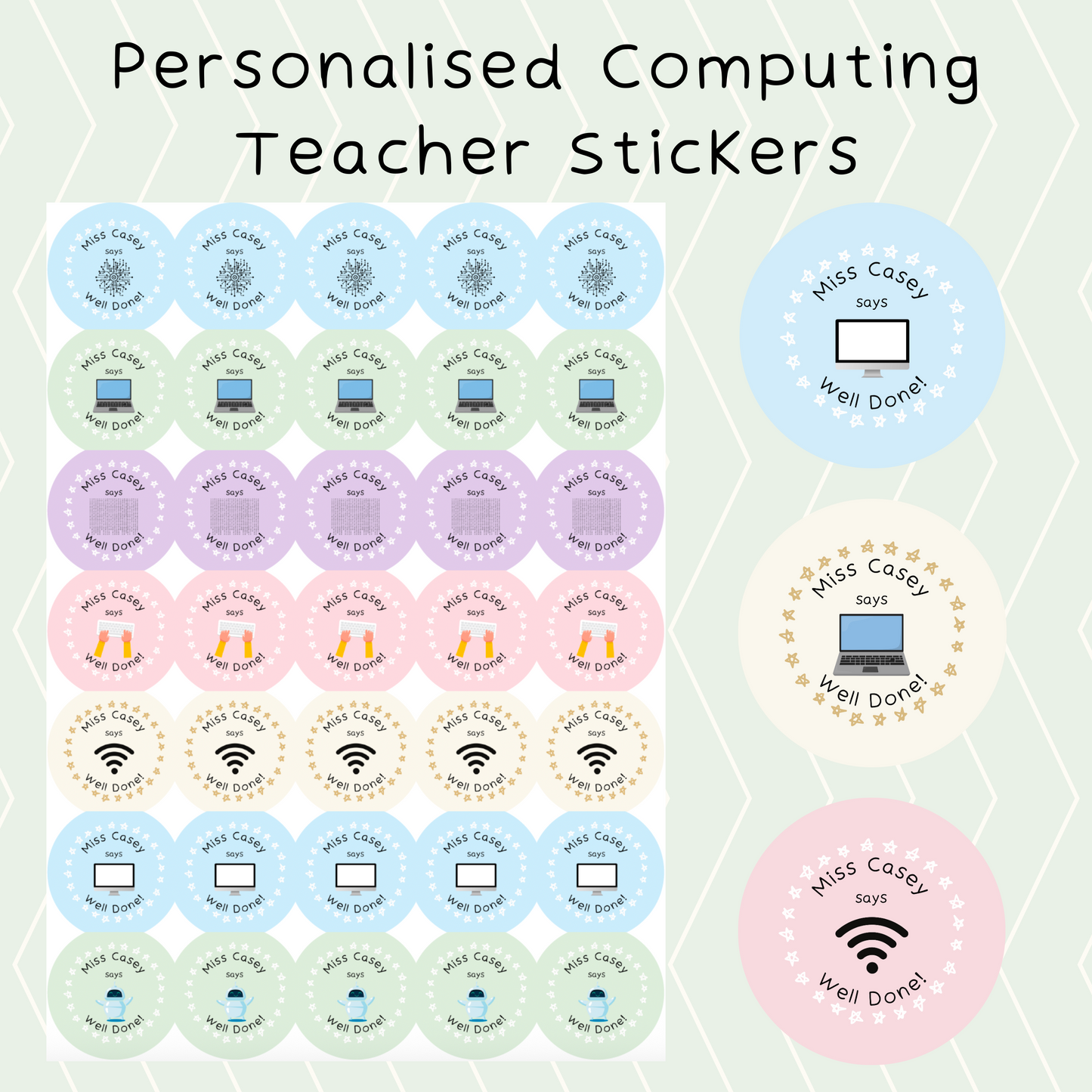 Personalised Computing Teacher Stickers