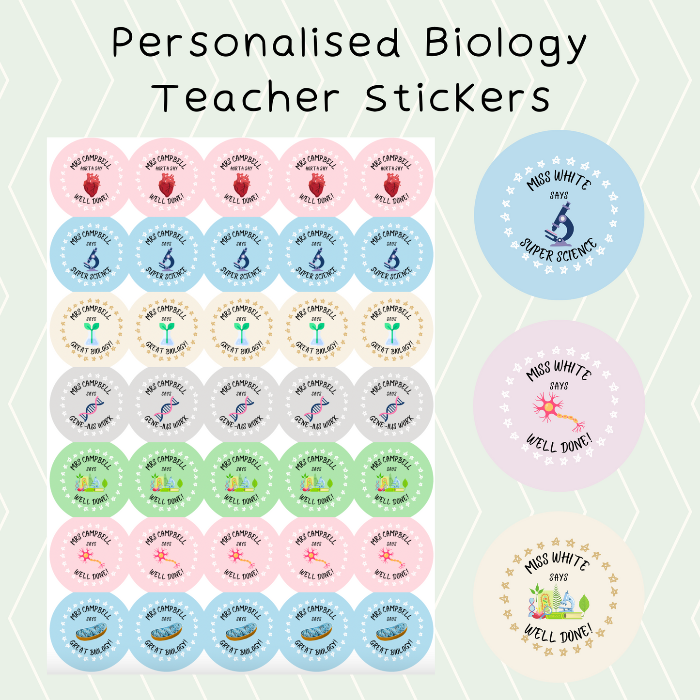 Personalised Biology Teacher Stickers