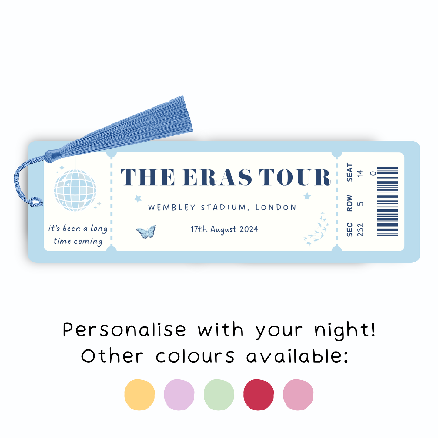 Personalised Eras Tour Ticket Bookmark