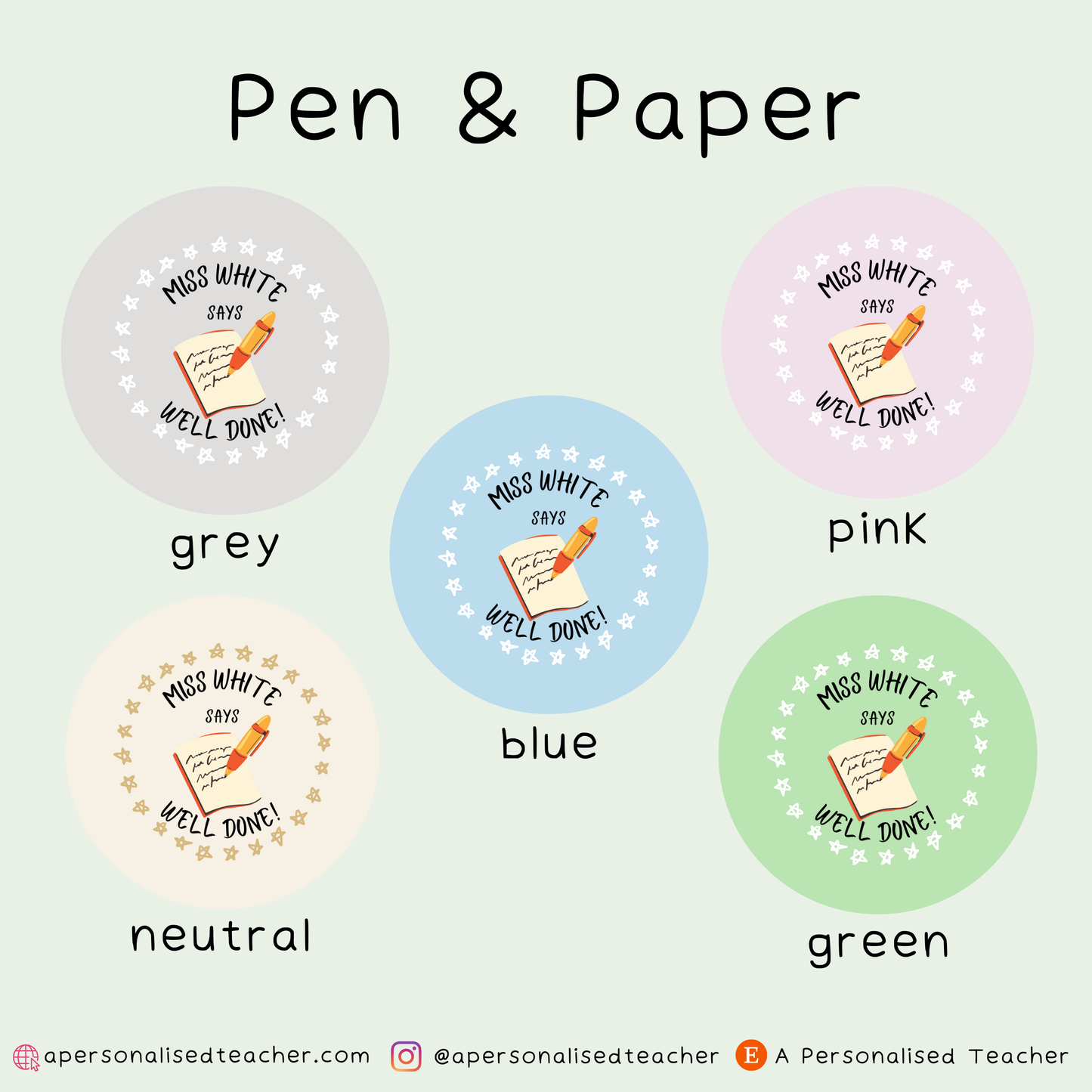 Personalised English Teacher Stickers