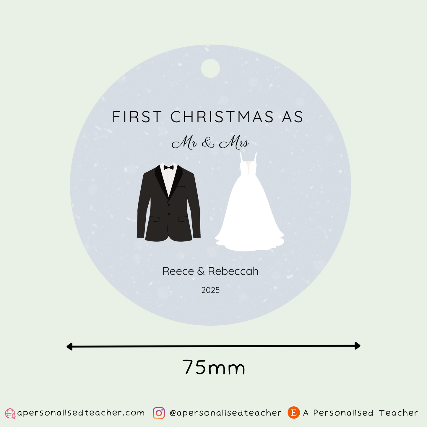 Personalised First Christmas as Mr & Mrs Christmas Decoration