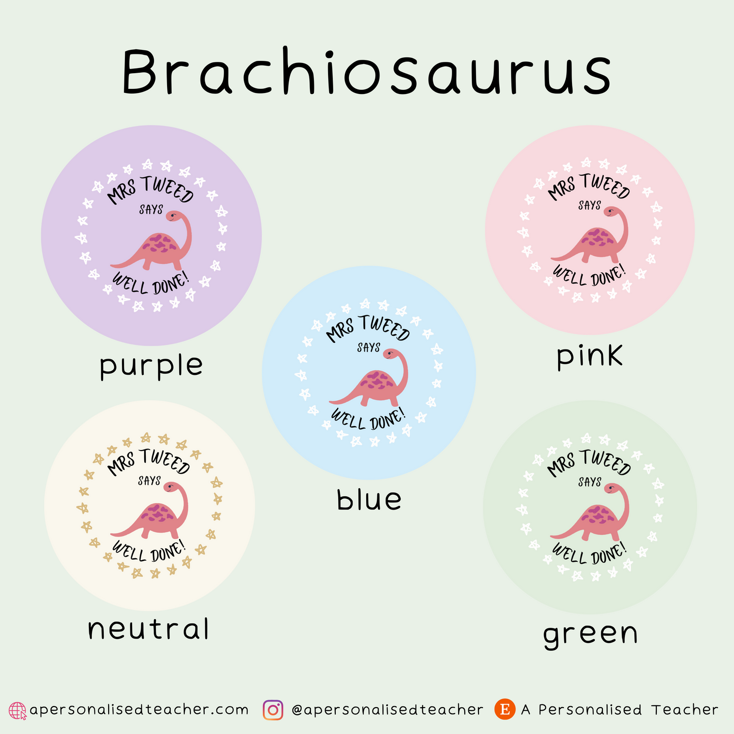 Personalised Dinosaur Teacher Stickers
