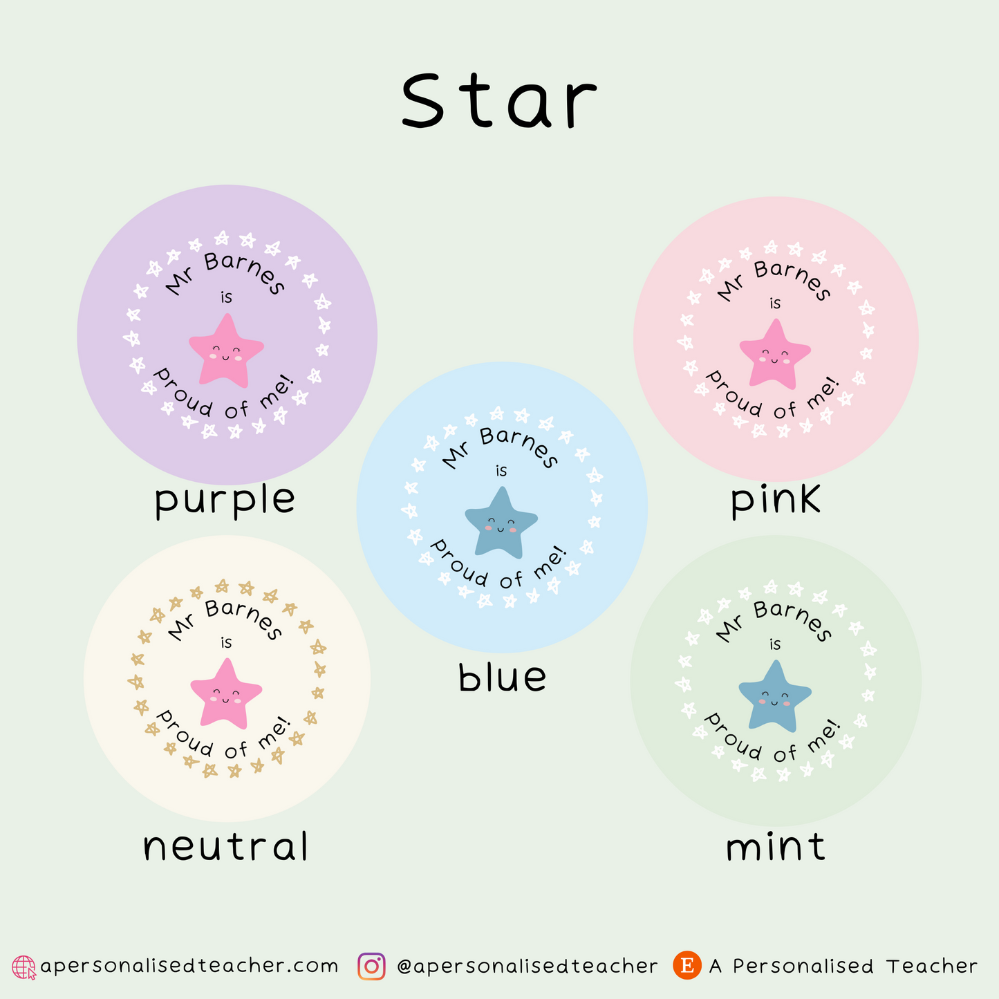 Personalised Proud Teacher Stickers