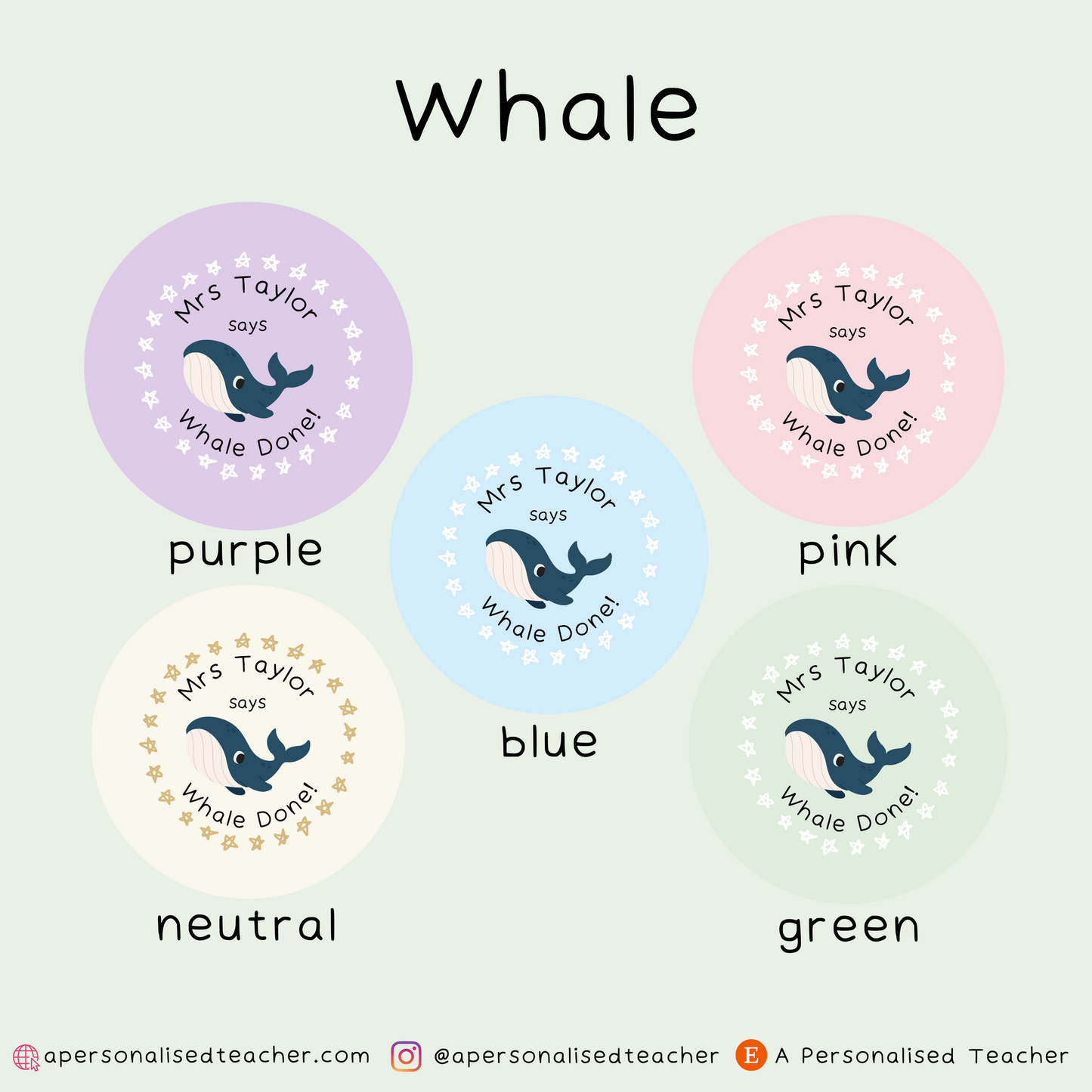 Personalised Animal Pun Teacher Stickers