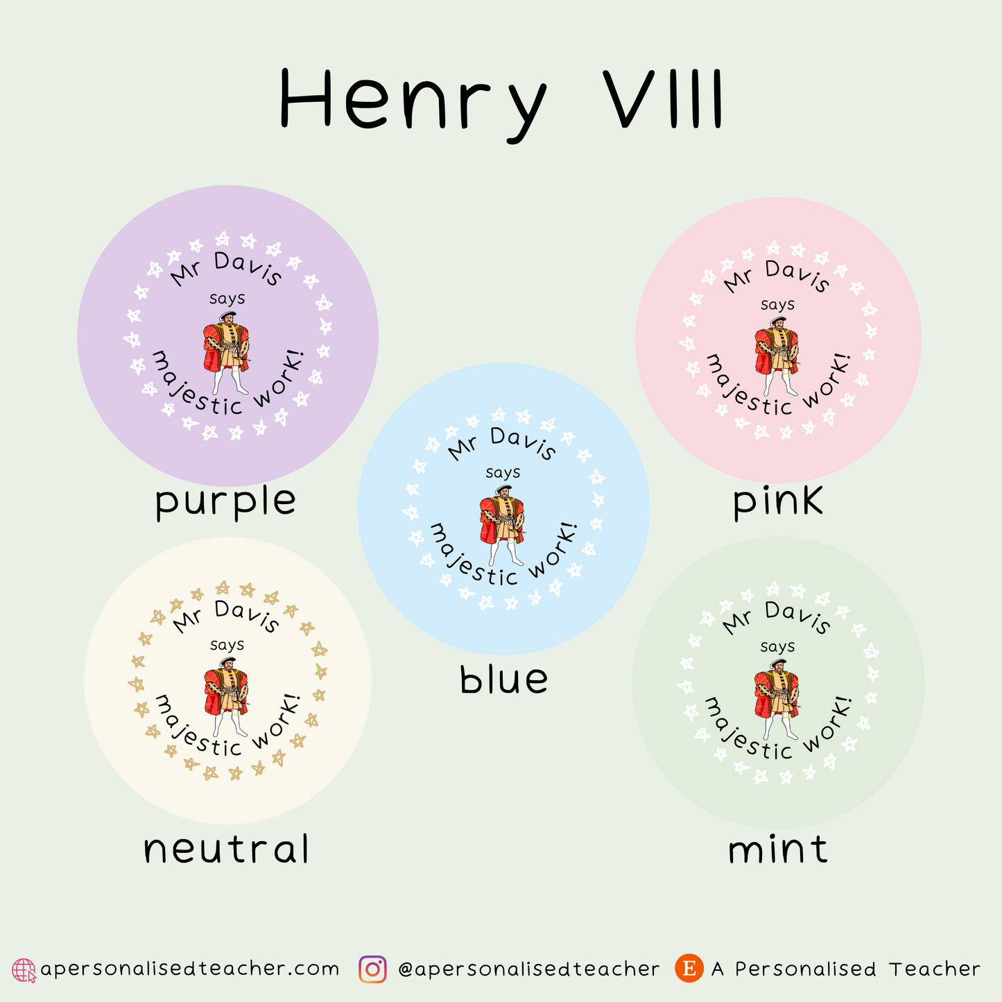 Personalised Monarch Teacher Stickers