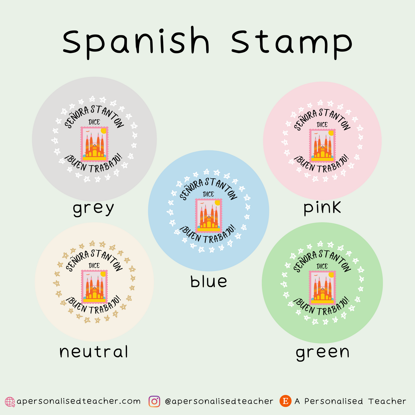 Personalised Spanish Teacher Stickers