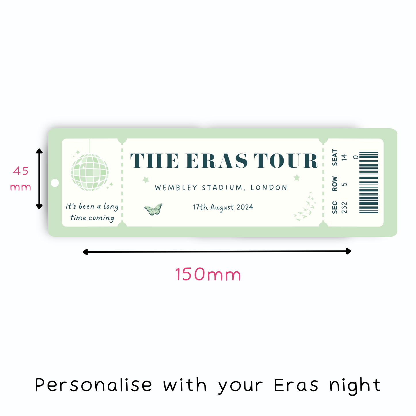 Personalised Eras Tour Ticket Bookmark