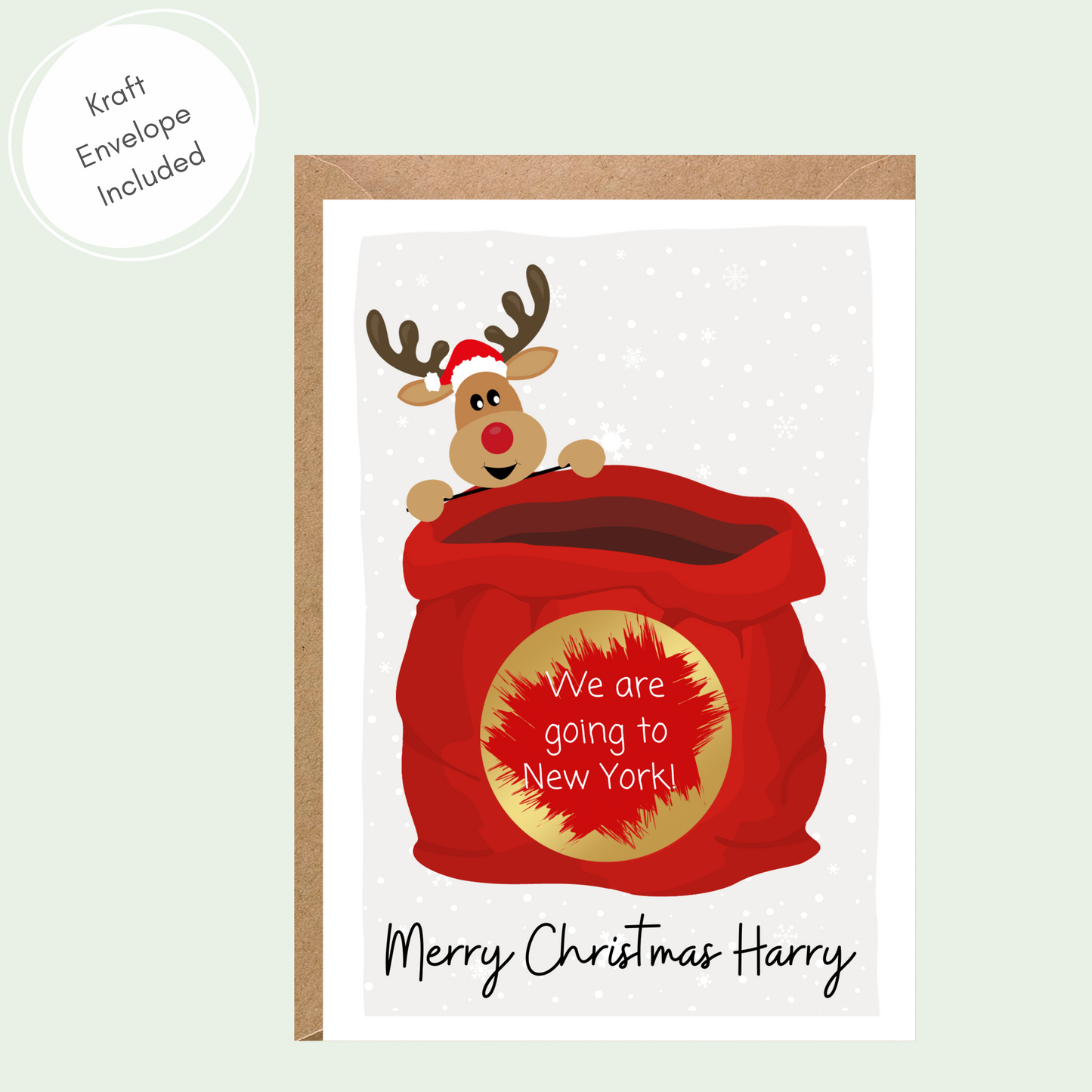 Reindeer & Sack Scratch to Reveal Christmas Card