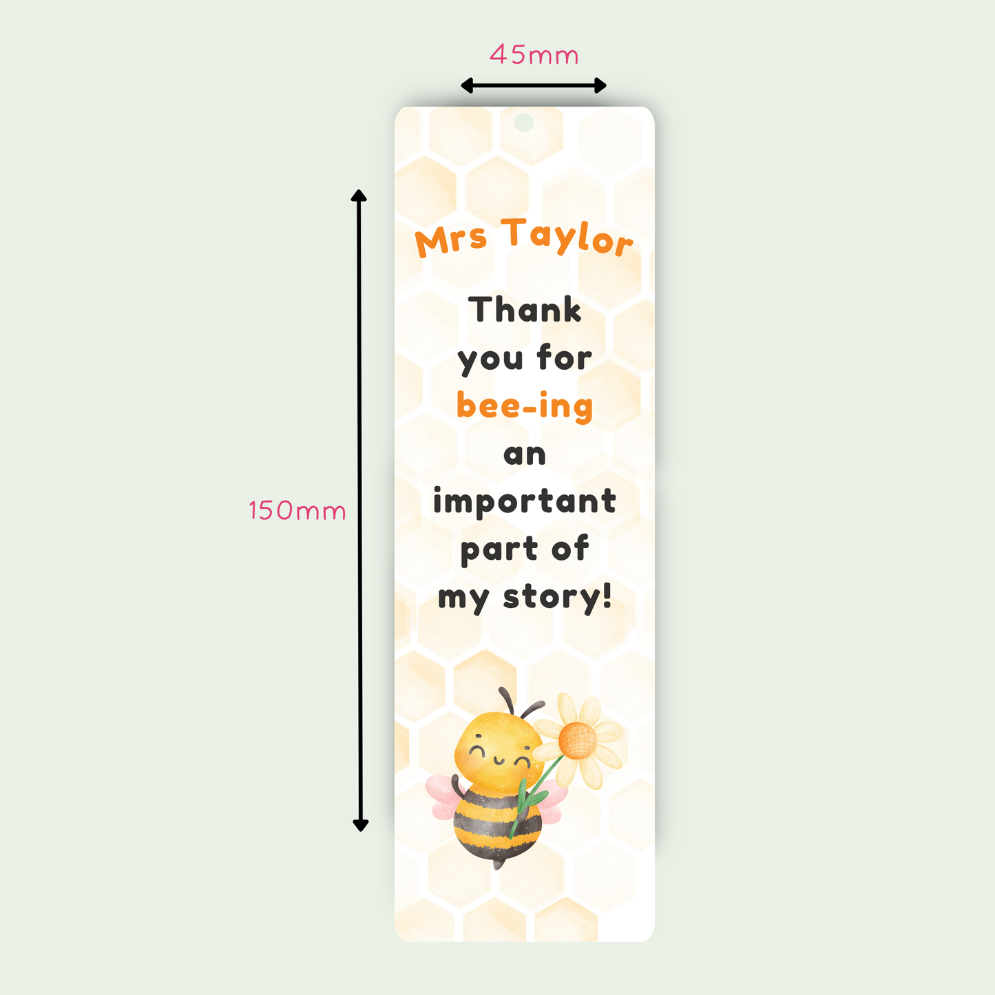 Personalised Thank You for Bee-ing Important Bookmark