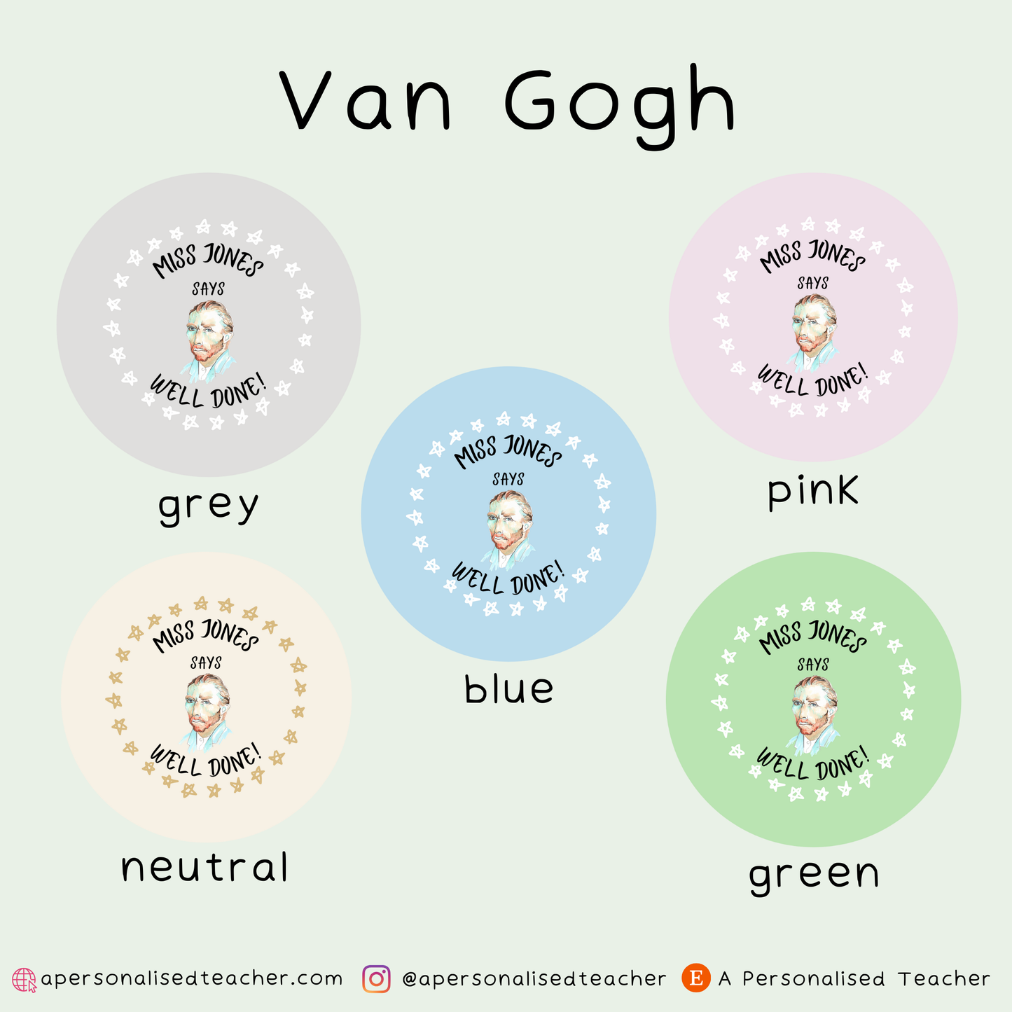 Personalised Art Teacher Reward Matte Stickers