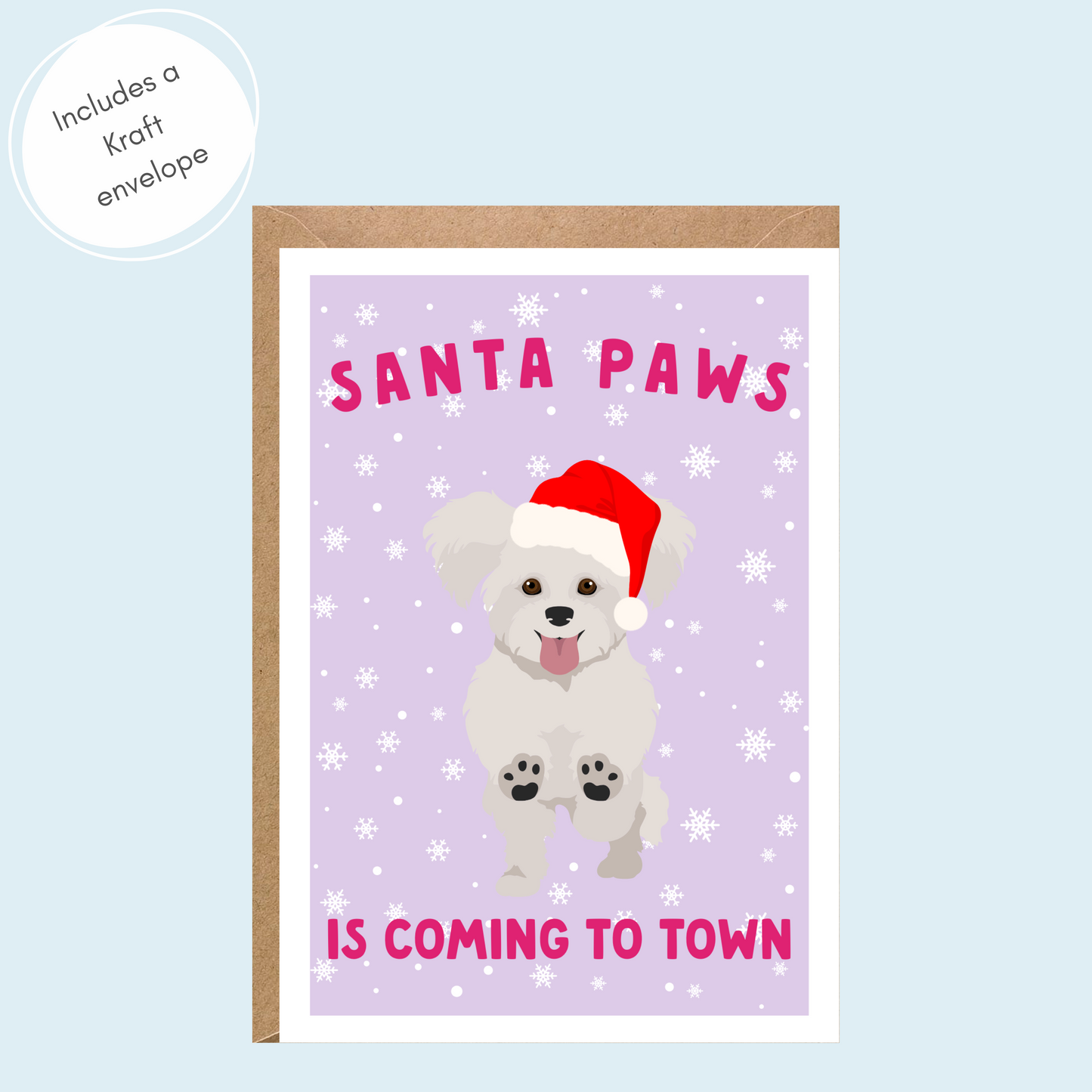 Bichon Frise Santa Paws Card