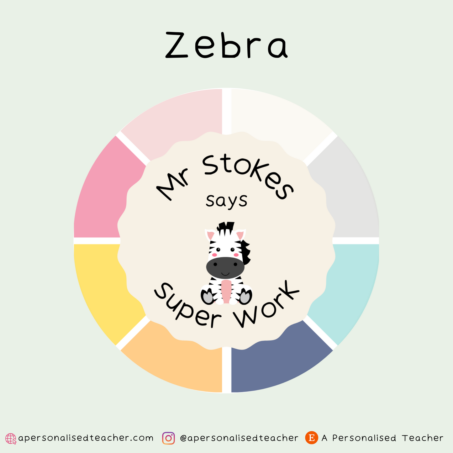 Personalised Rainbow Animal Teacher Stickers