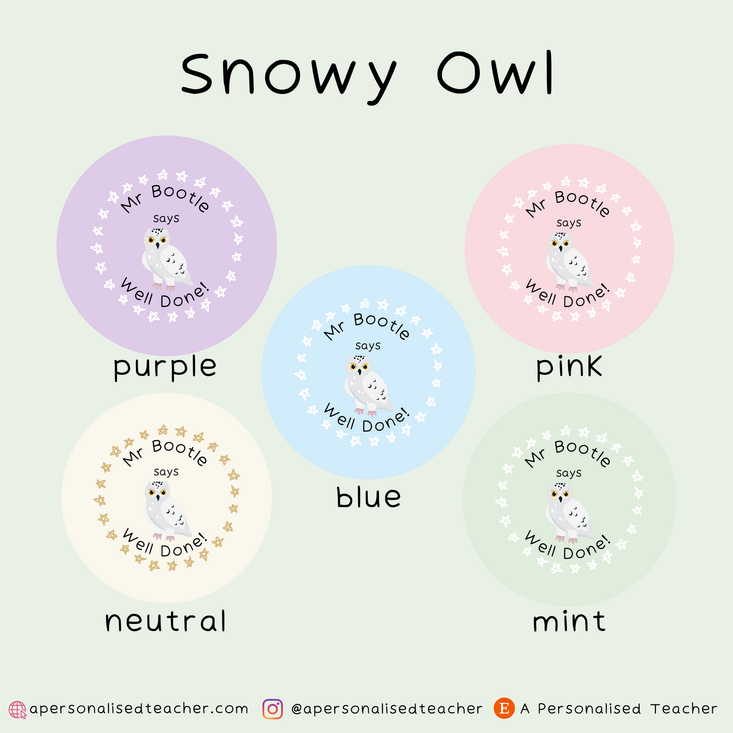 Personalised Owl Teacher Stickers
