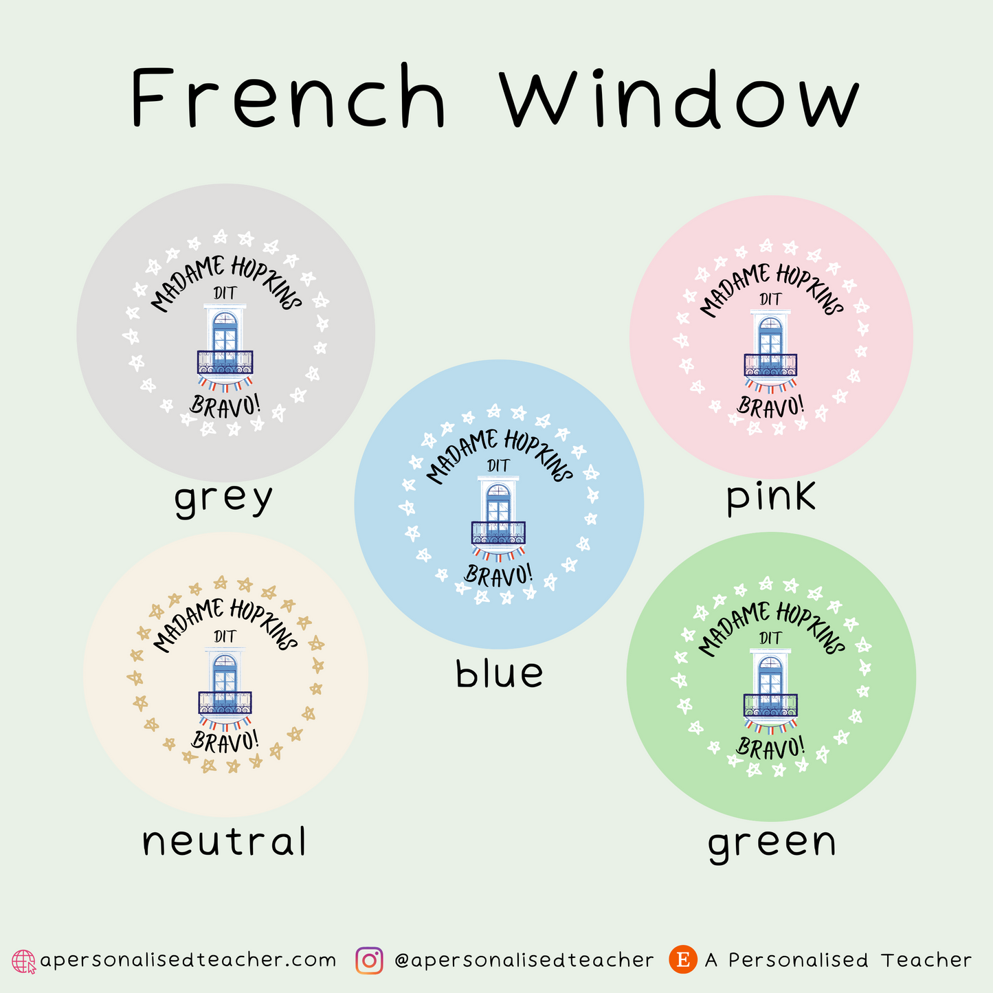 Personalised French Teacher Stickers