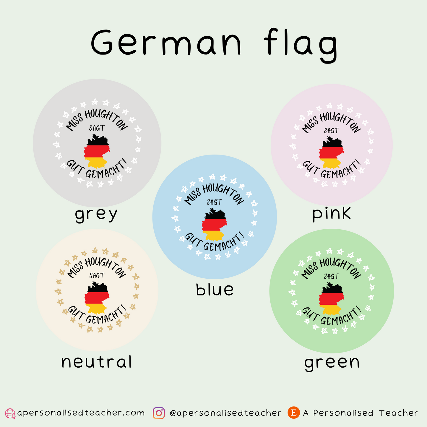Personalised German Teacher Stickers