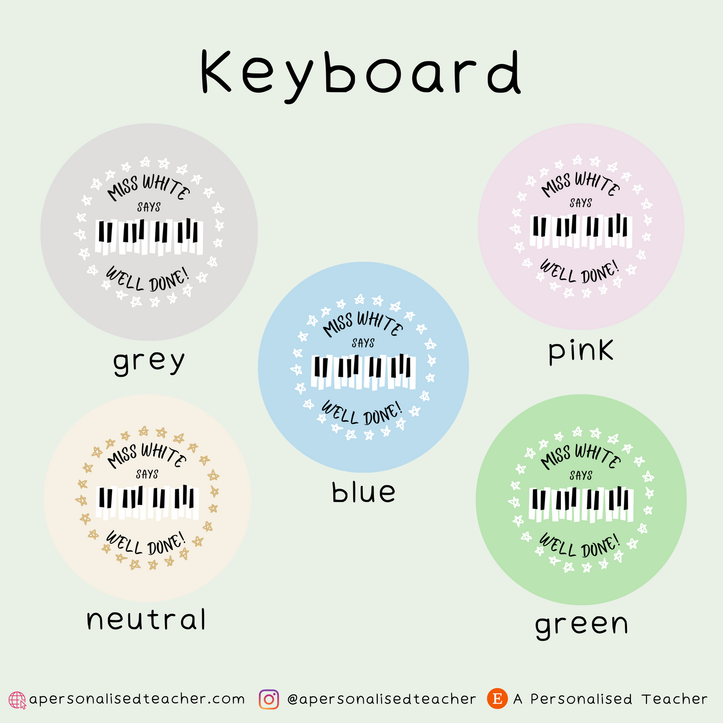 Personalised Music Teacher Stickers