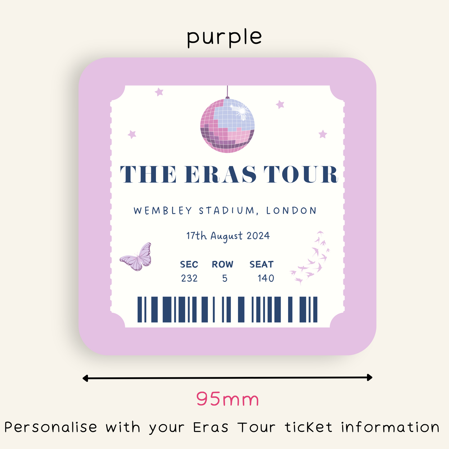 Personalised Eras Tour Ticket Coaster