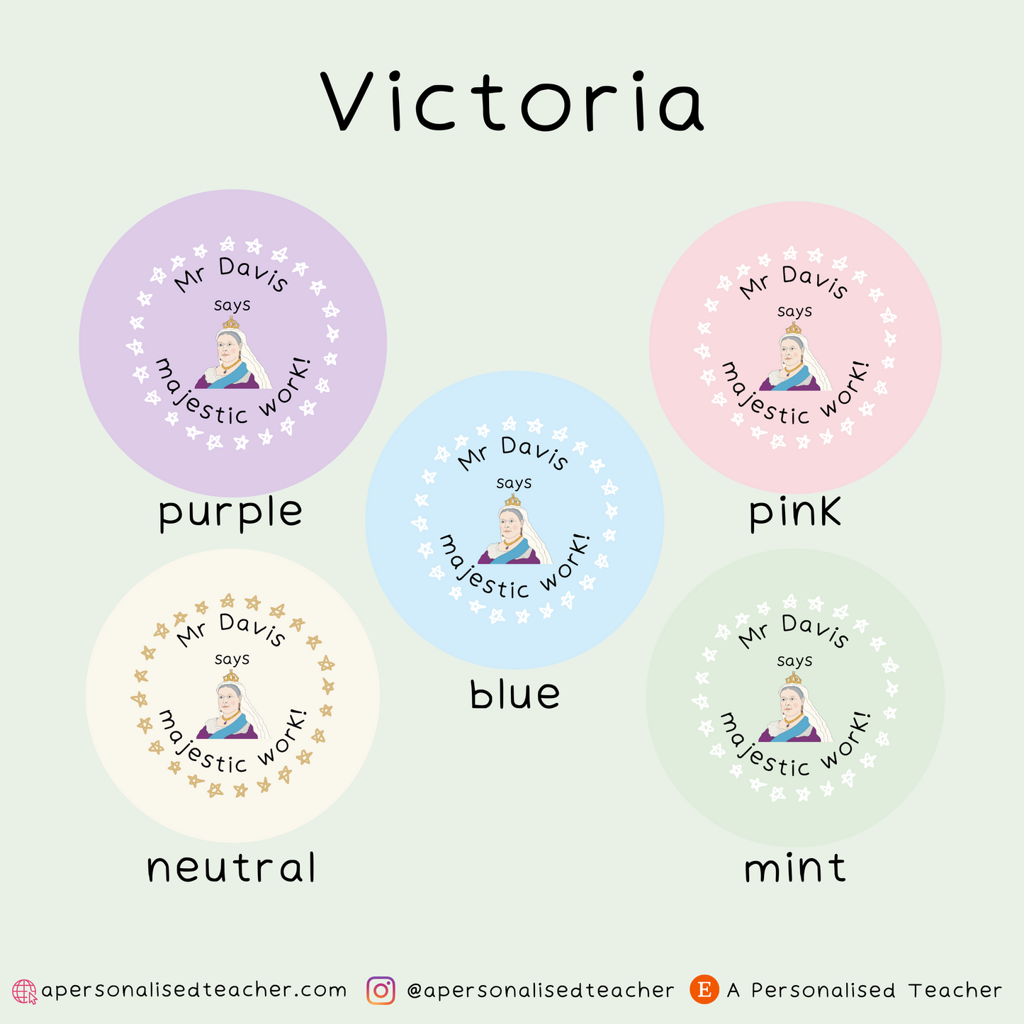 Personalised Monarch Teacher Stickers