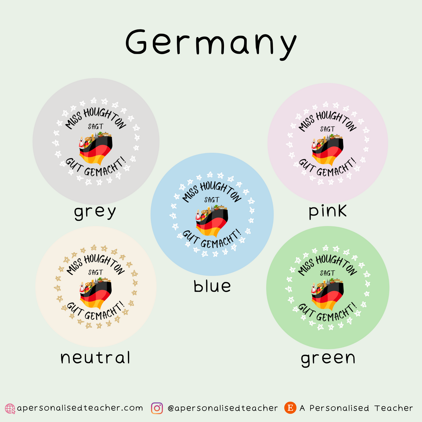 Personalised German Teacher Stickers