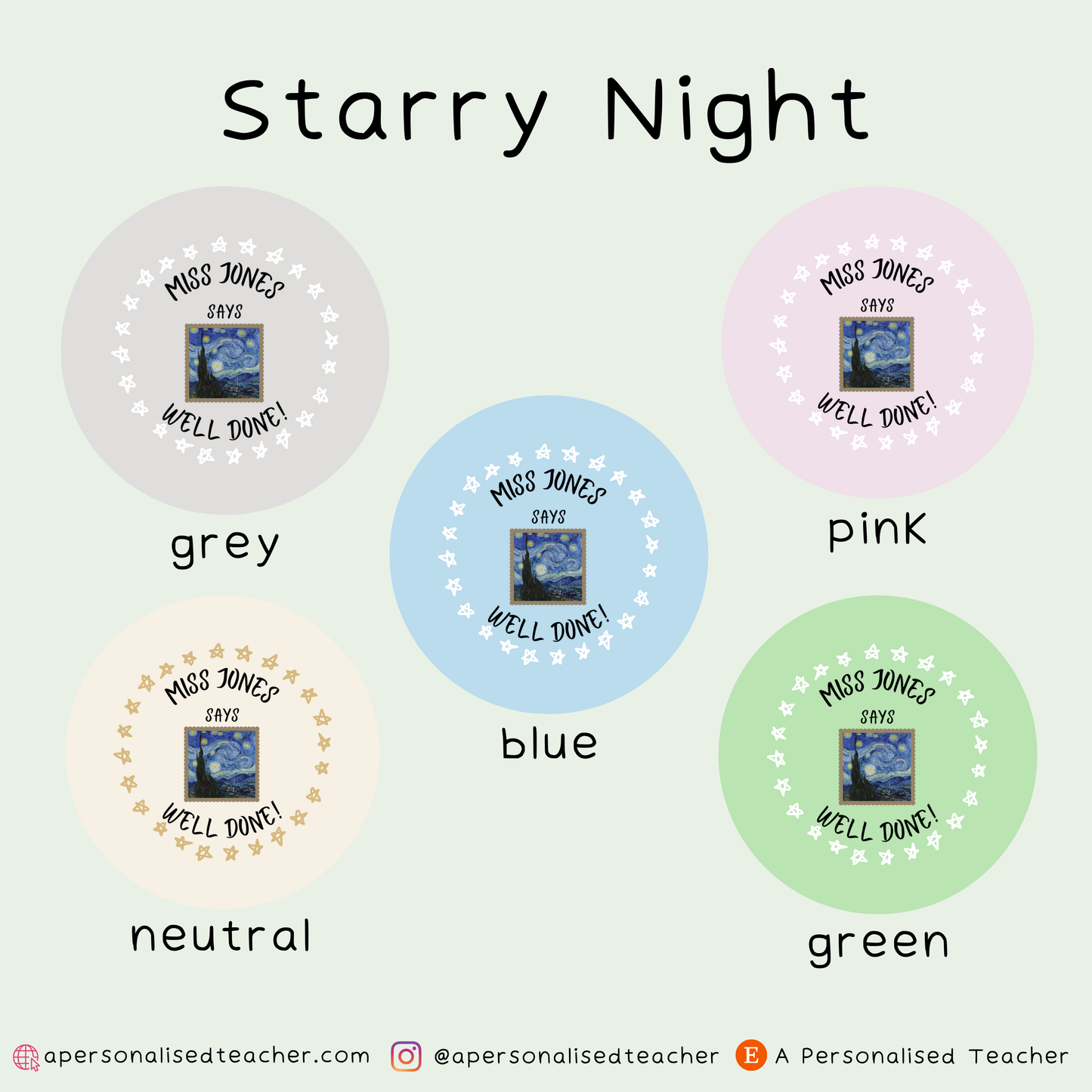 Personalised Art Teacher Reward Matte Stickers