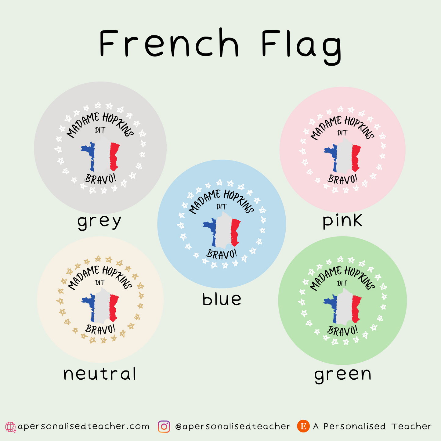 Personalised French Teacher Stickers