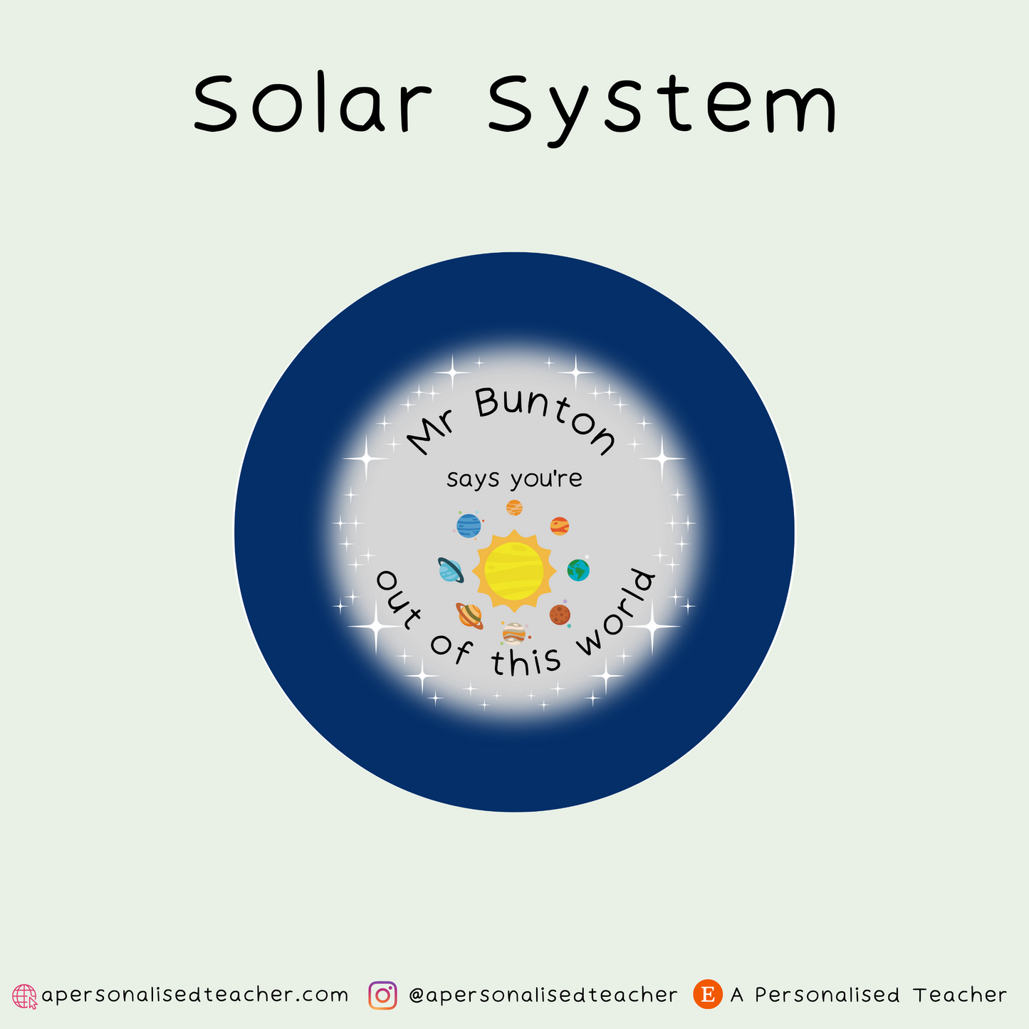 Personalised Out of this World Space Themed Teacher Stickers
