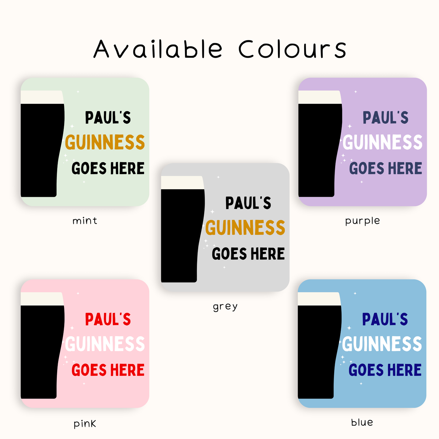 Personalised Guinness Goes Here Coaster