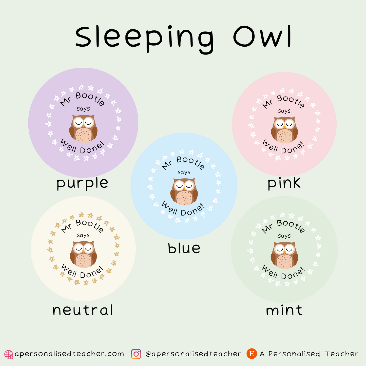 Personalised Owl Teacher Stickers