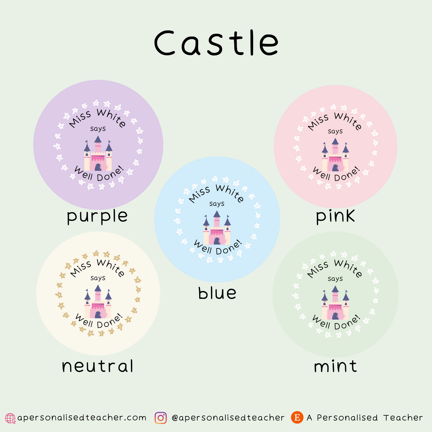 Personalised Unicorn-Princess Teacher Stickers