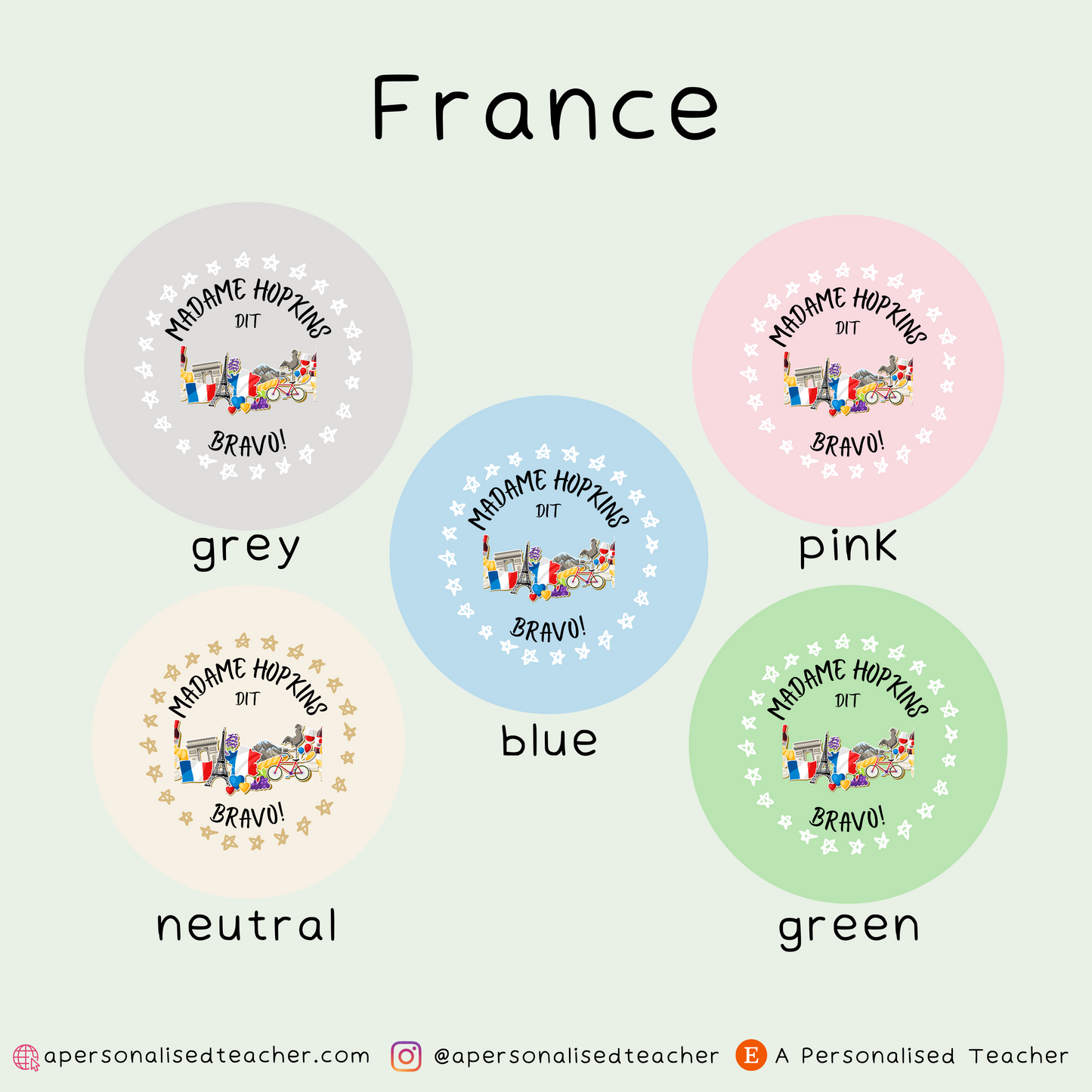 Personalised French Teacher Stickers