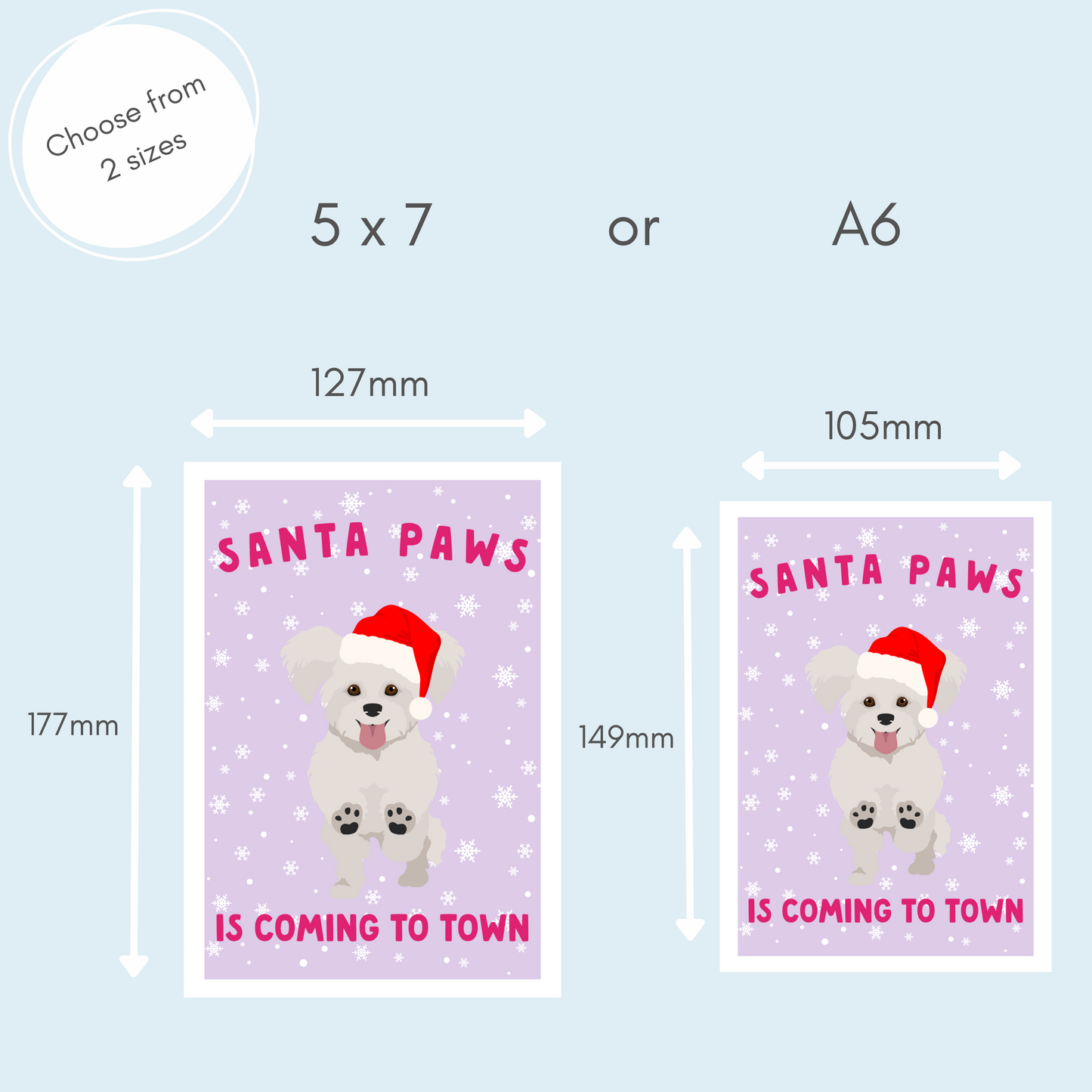 Bichon Frise Santa Paws Card