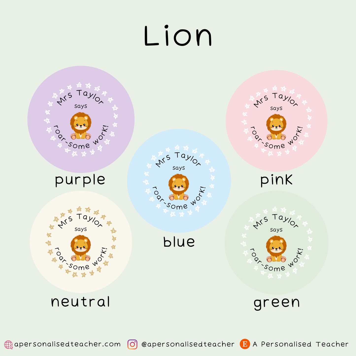Personalised Animal Pun Teacher Stickers
