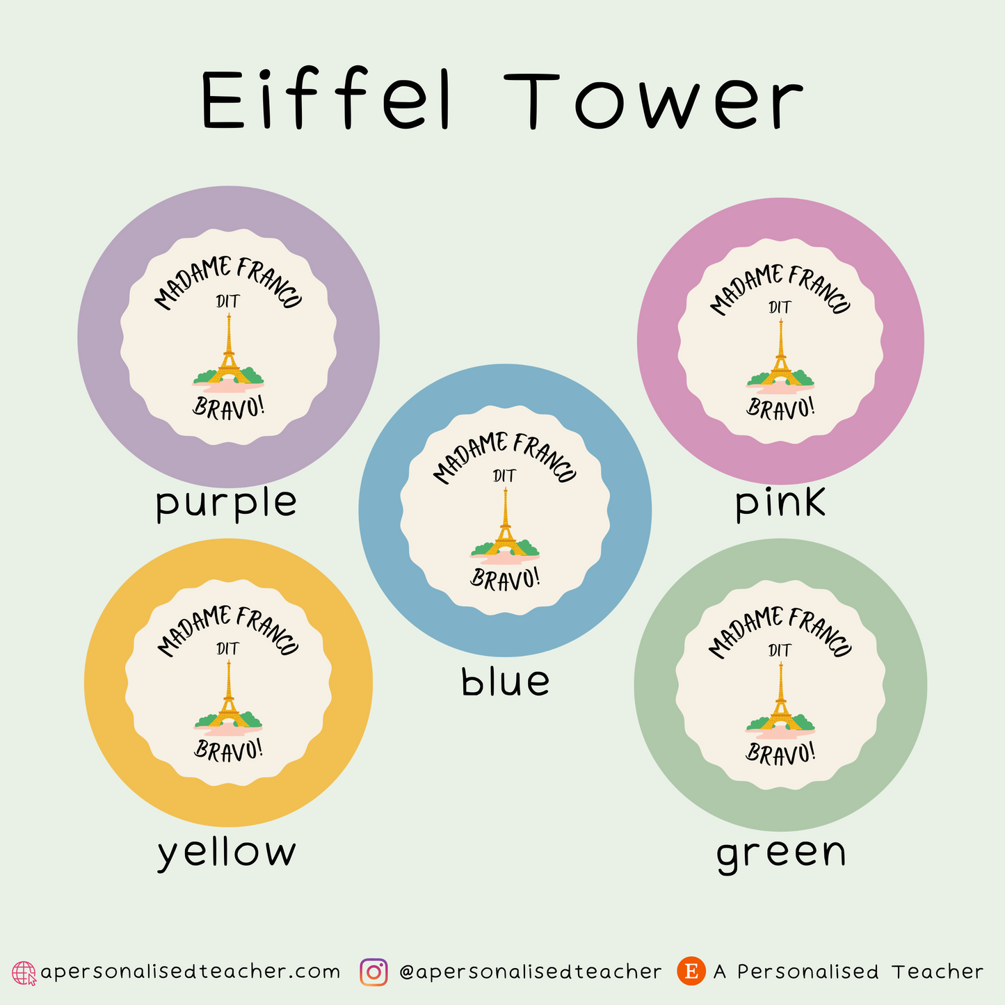 Personalised French Teacher Stickers