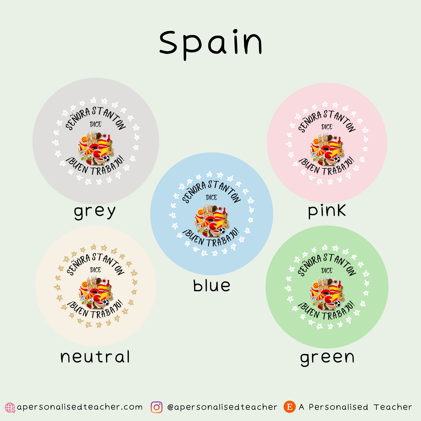 Personalised Spanish Teacher Stickers