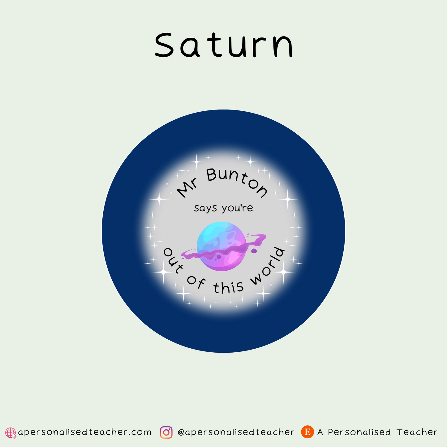 Personalised Out of this World Space Themed Teacher Stickers