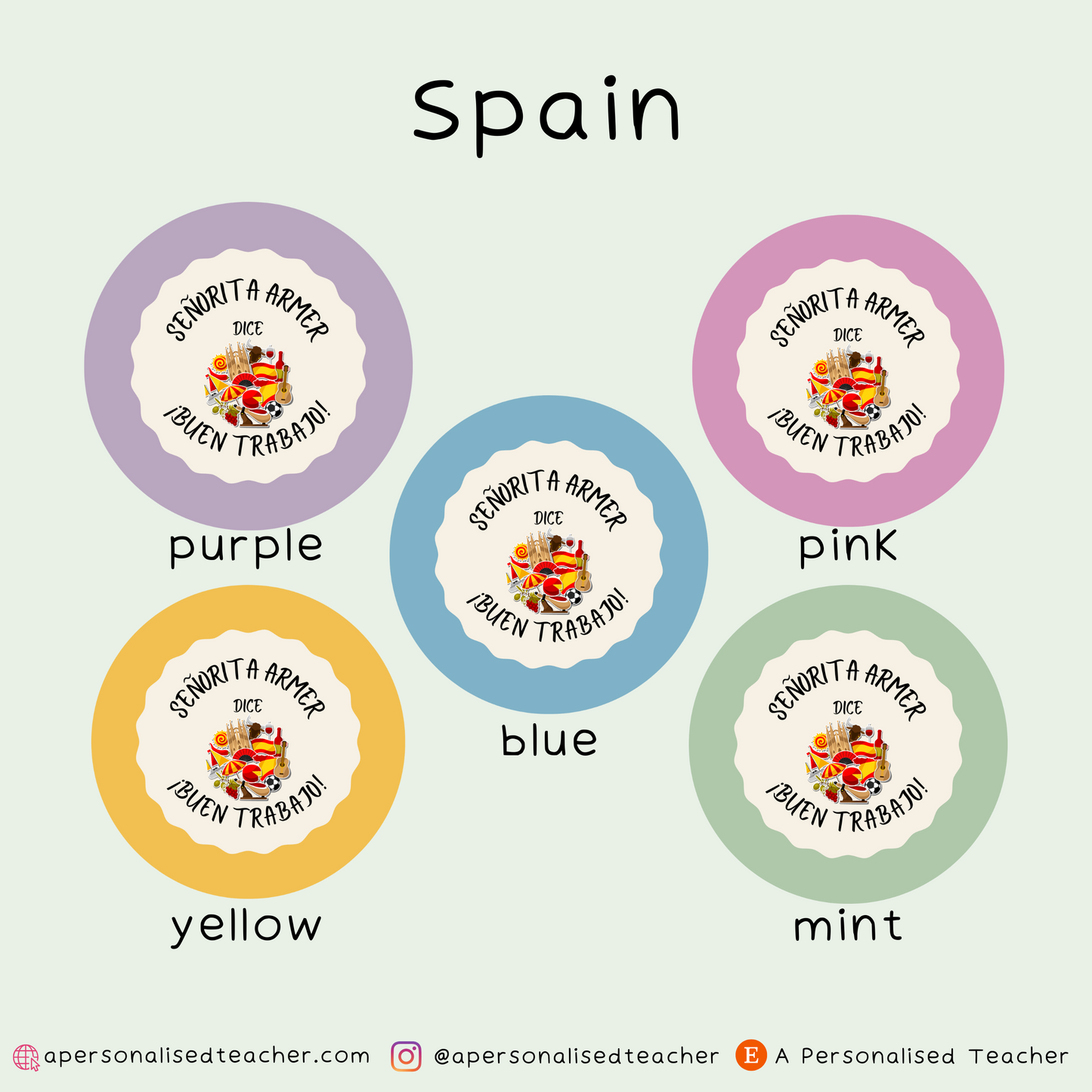 Personalised Spanish Teacher Stickers