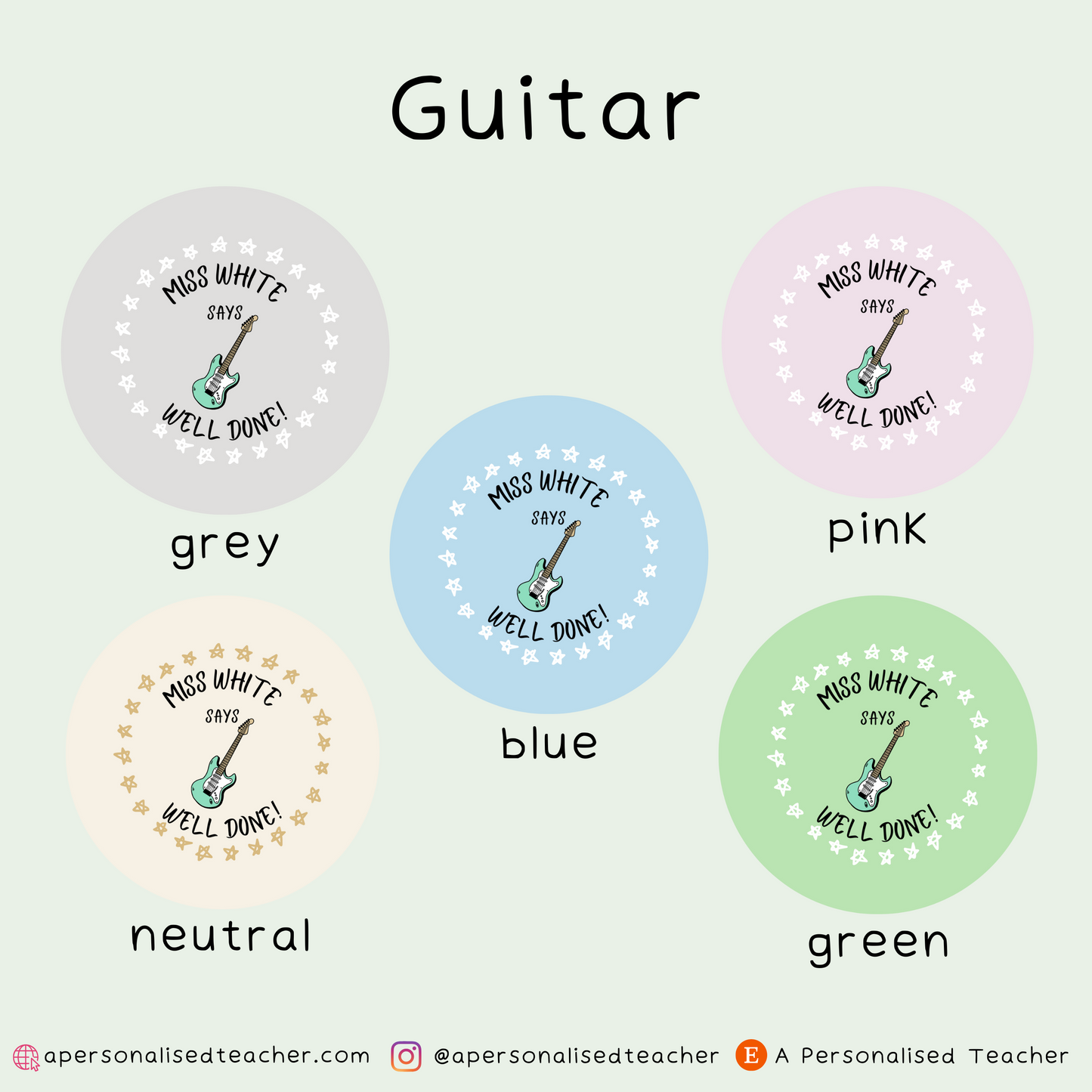 Personalised Music Teacher Stickers