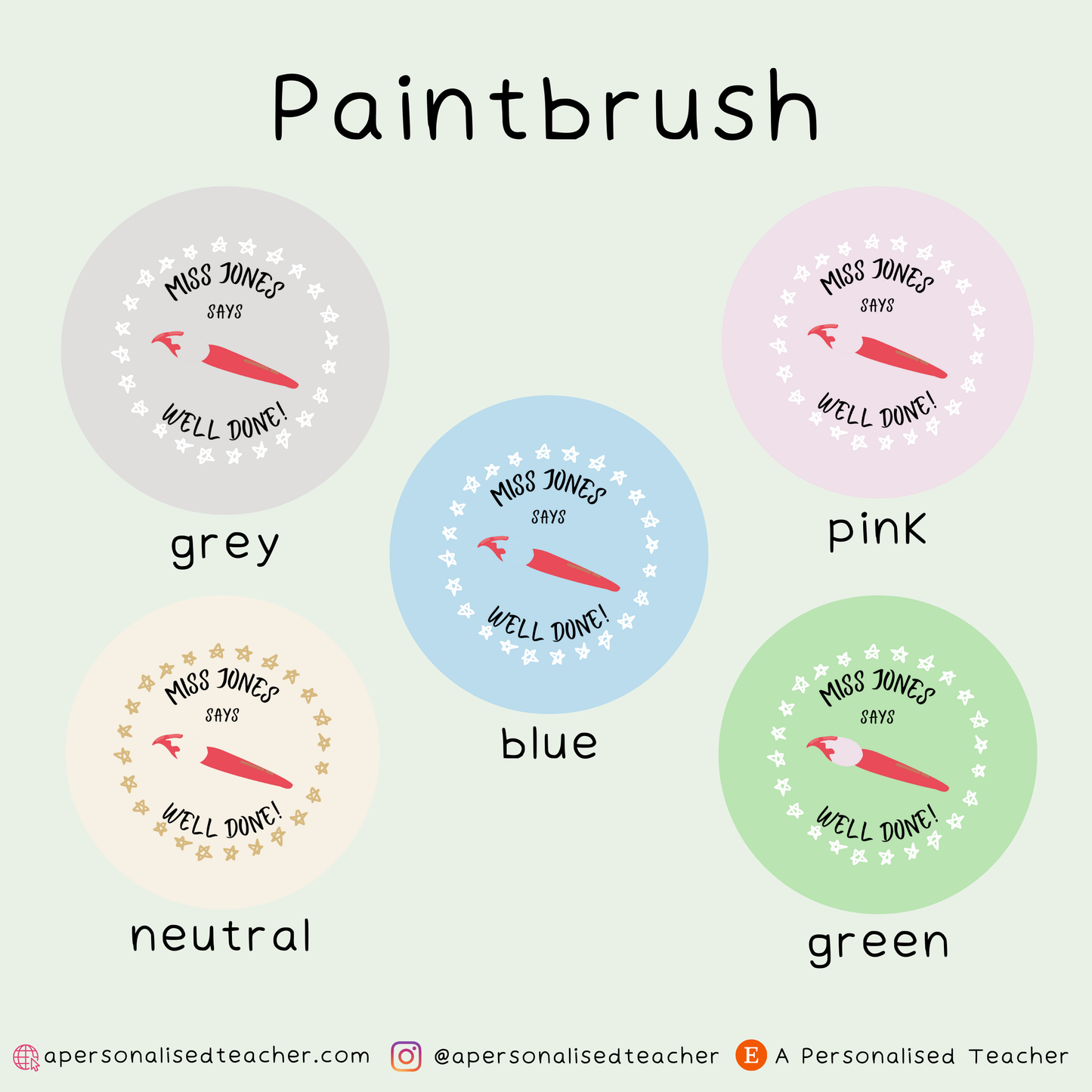Personalised Art Teacher Reward Matte Stickers