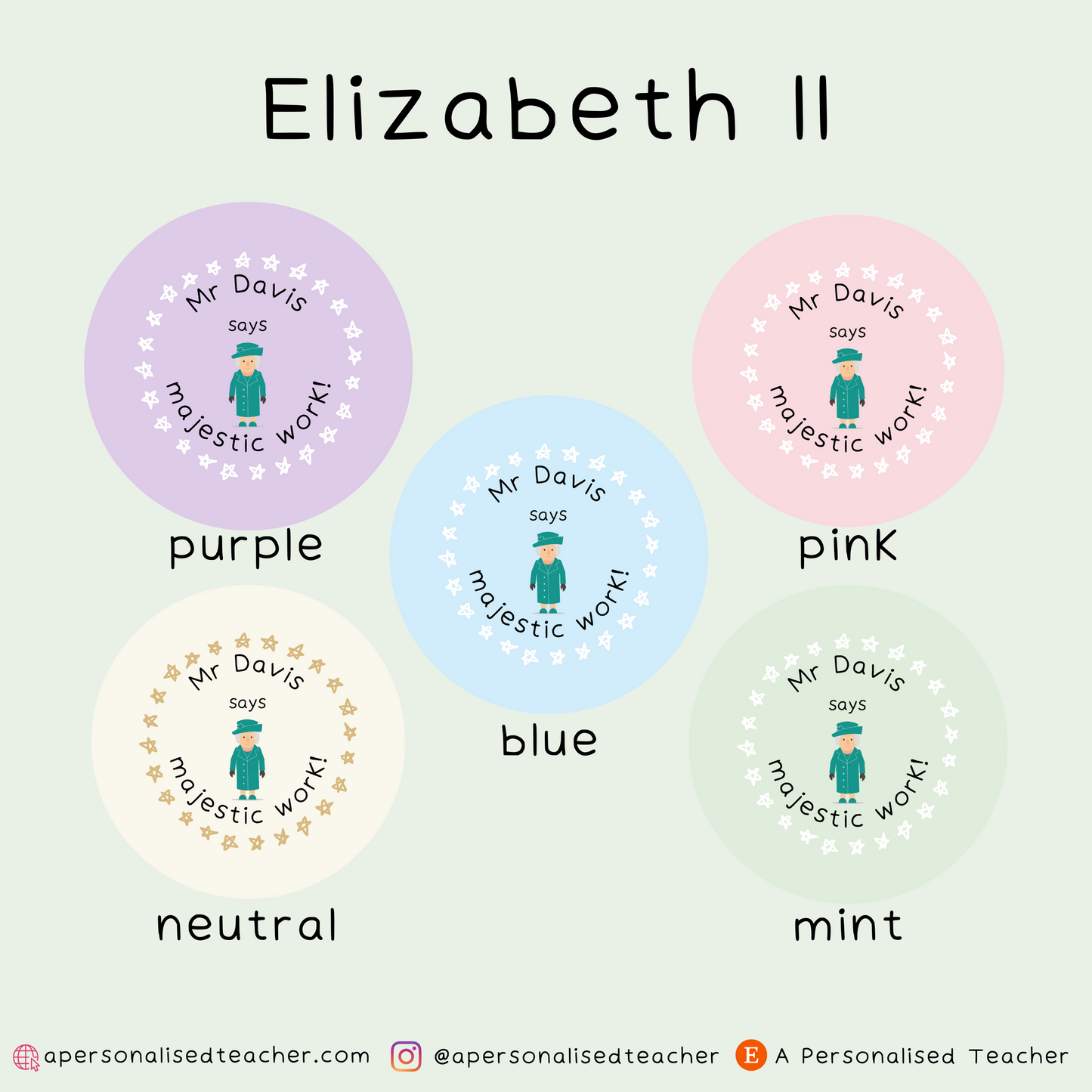Personalised Monarch Teacher Stickers