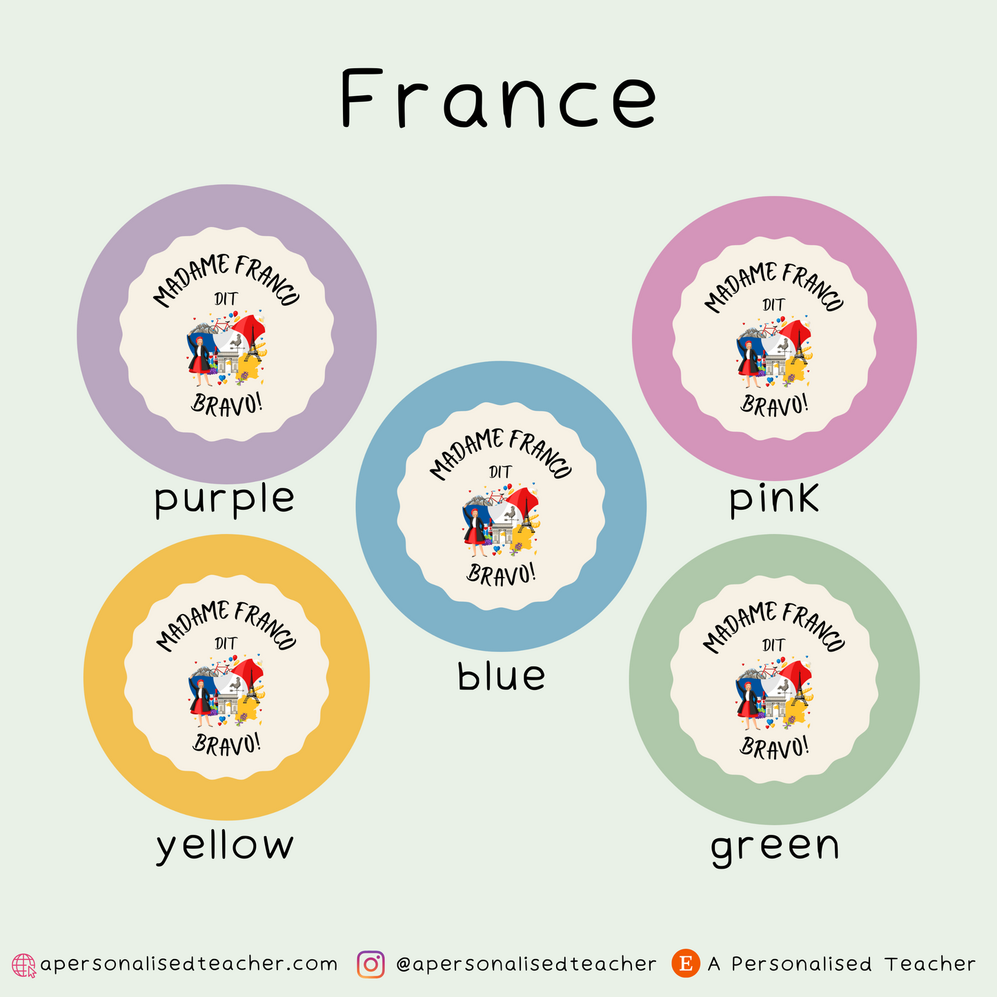 Personalised French Teacher Stickers