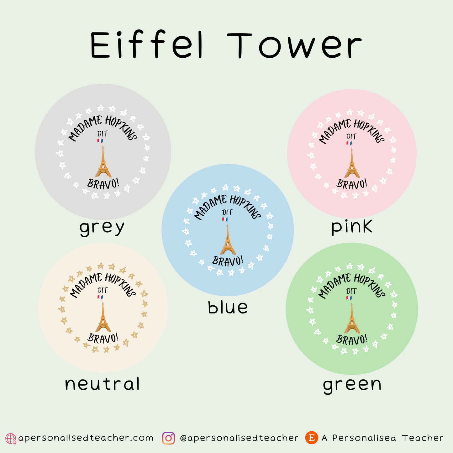 Personalised French Teacher Stickers