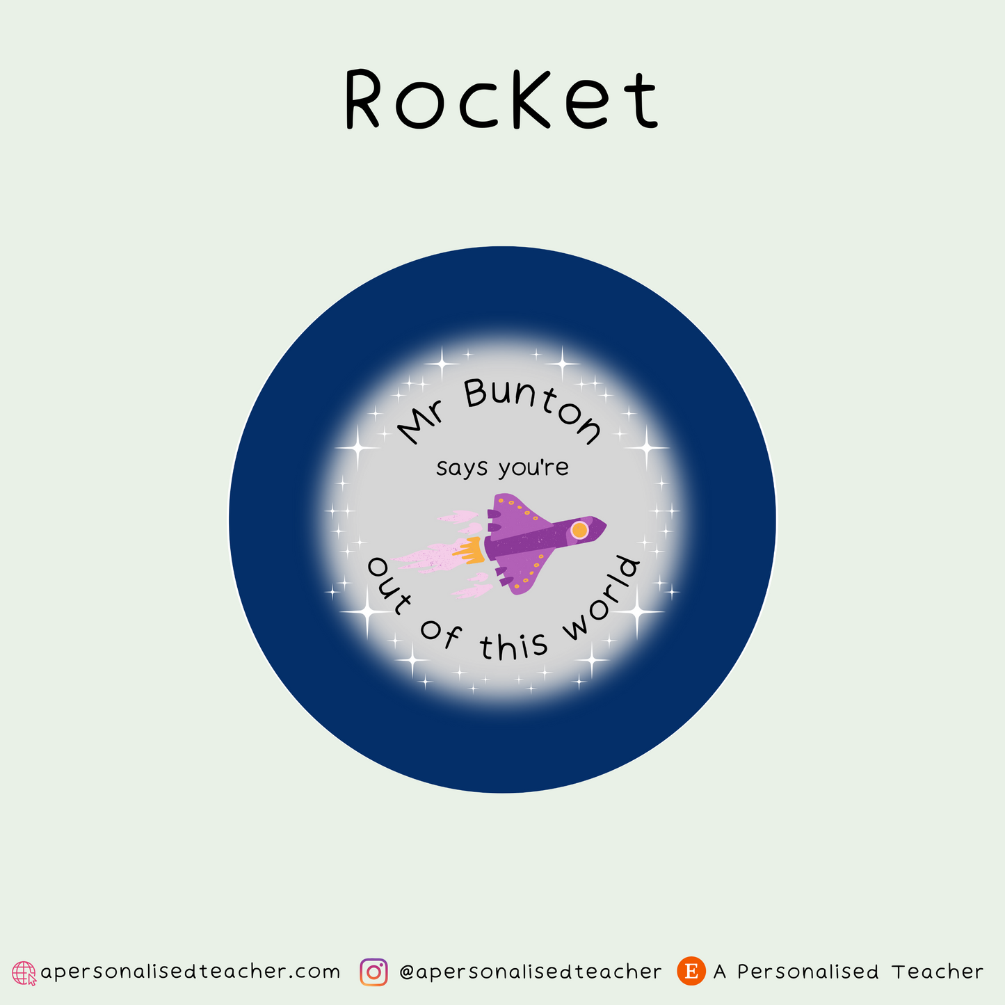 Personalised Out of this World Space Themed Teacher Stickers