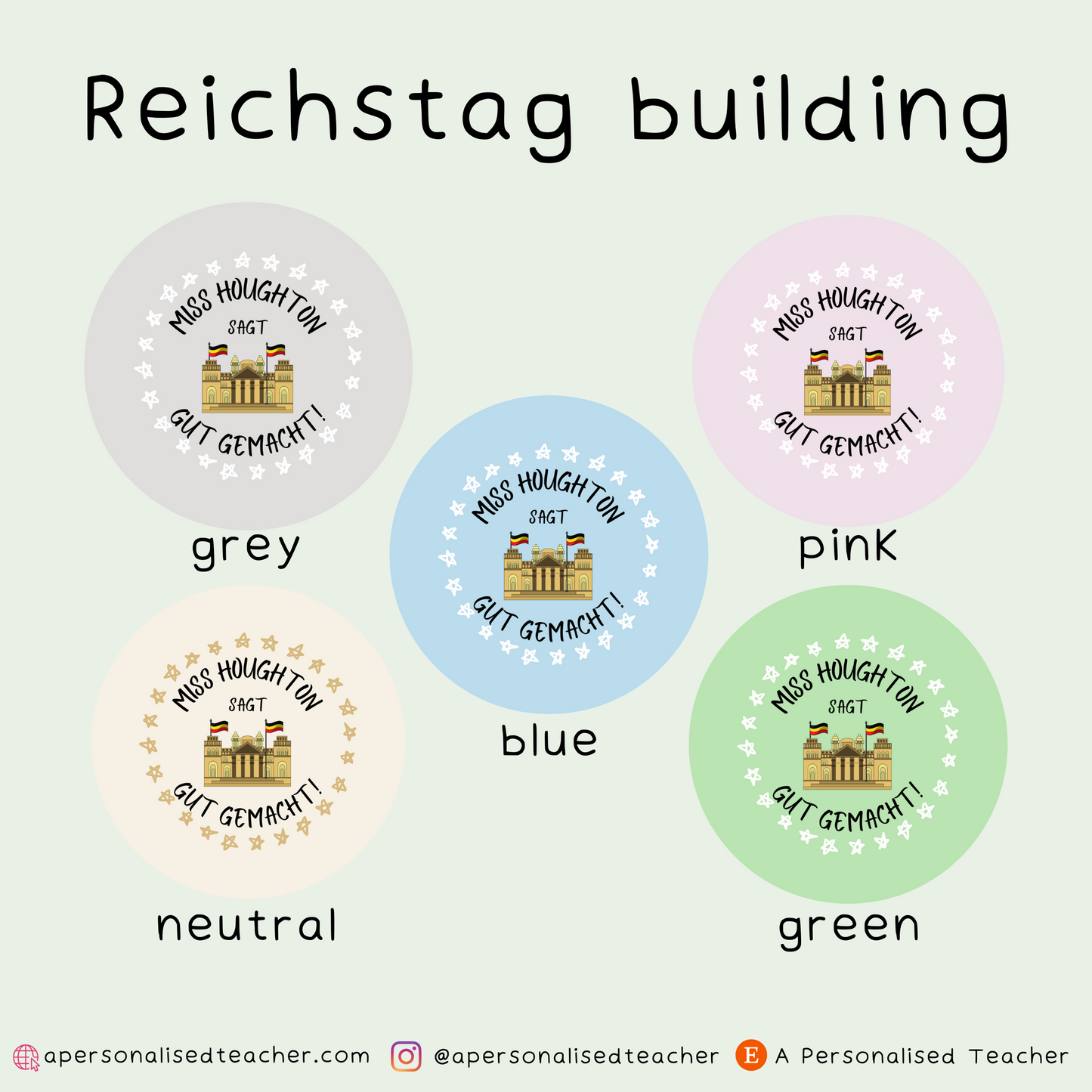 Personalised German Teacher Stickers