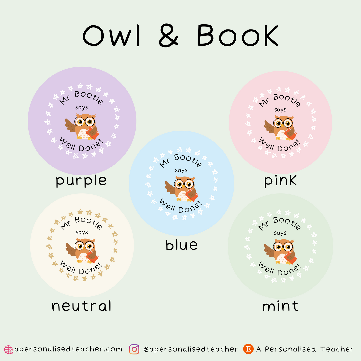 Personalised Owl Teacher Stickers